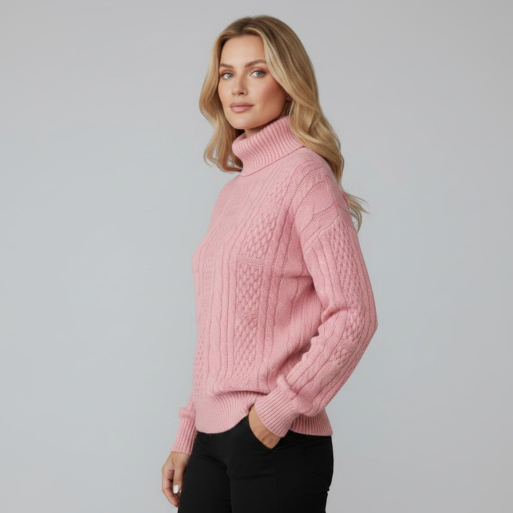 Ellmont London | Women's Quarter Zip Cable Knit Sweater for Everyday Wear