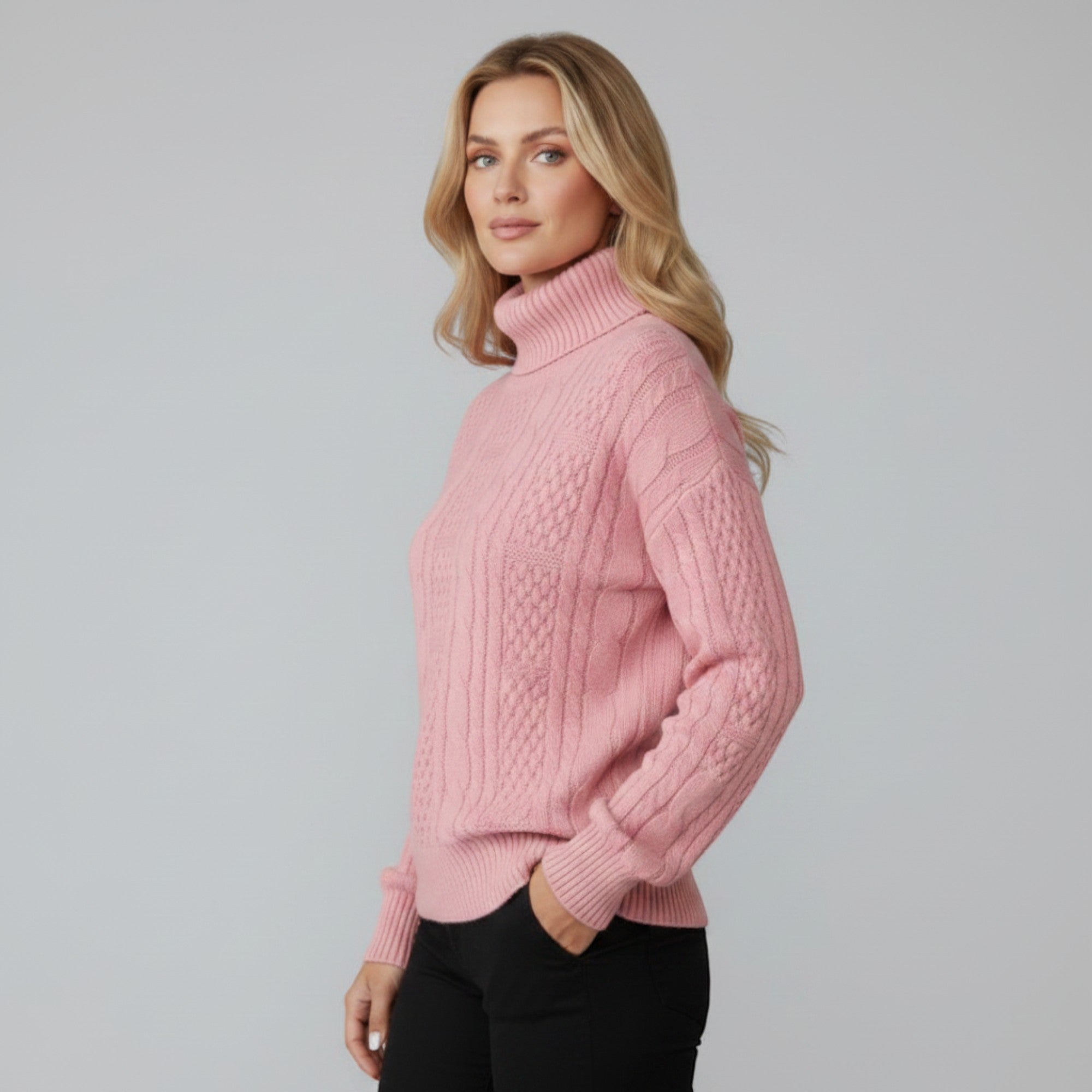 Ellmont London | Women's Quarter Zip Cable Knit Sweater for Everyday Wear