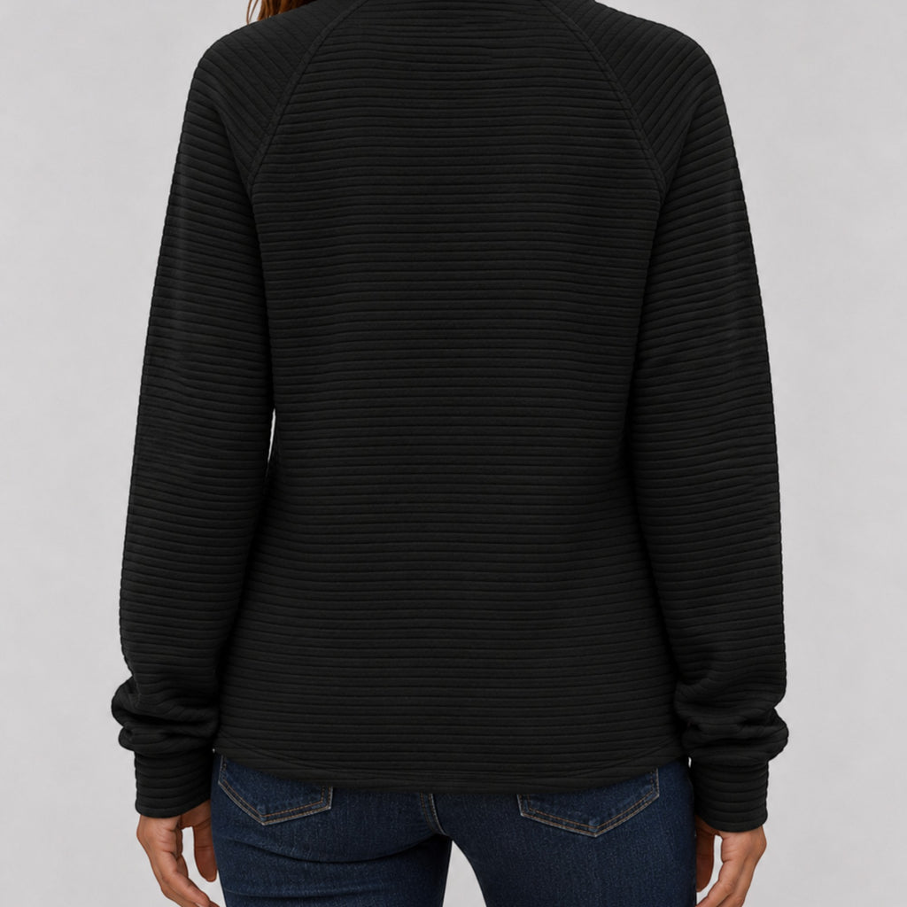 Ellmont London | Women's Ribbed Quarter-Zip Sweater Relaxed Fit Everyday Wear