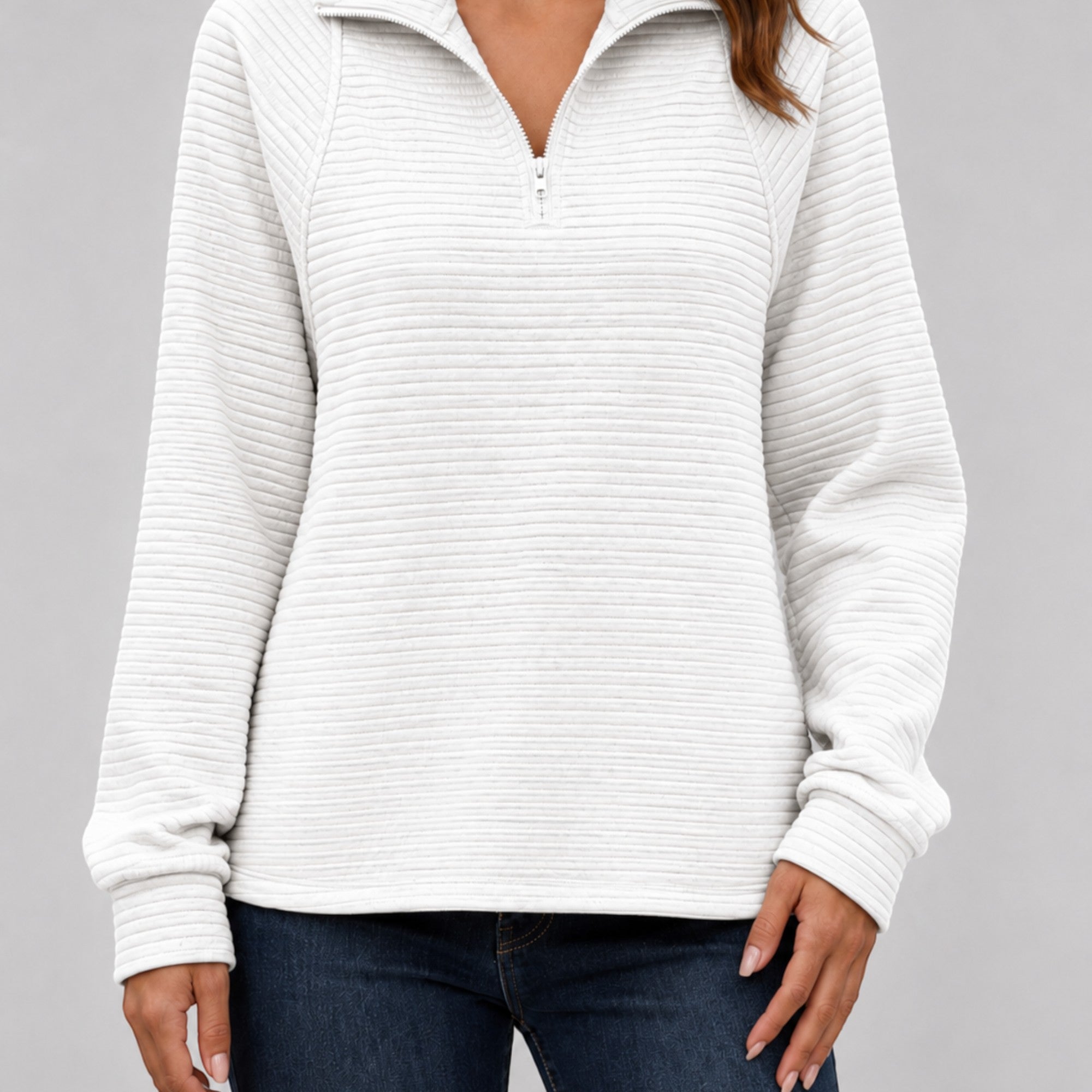 Elsie | Women's Ribbed Quarter-Zip Sweater Relaxed Fit Everyday Wear