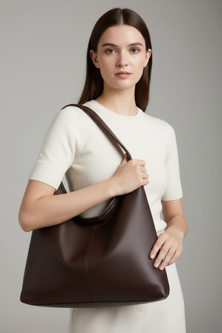 Matilda | Women’s Classic Tote Bag with Faux Outer and Large Inner Pocket