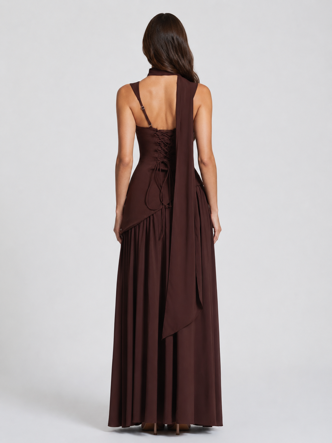 Women's Sculpted Satin Maxi Dress – Draped Evening Dress