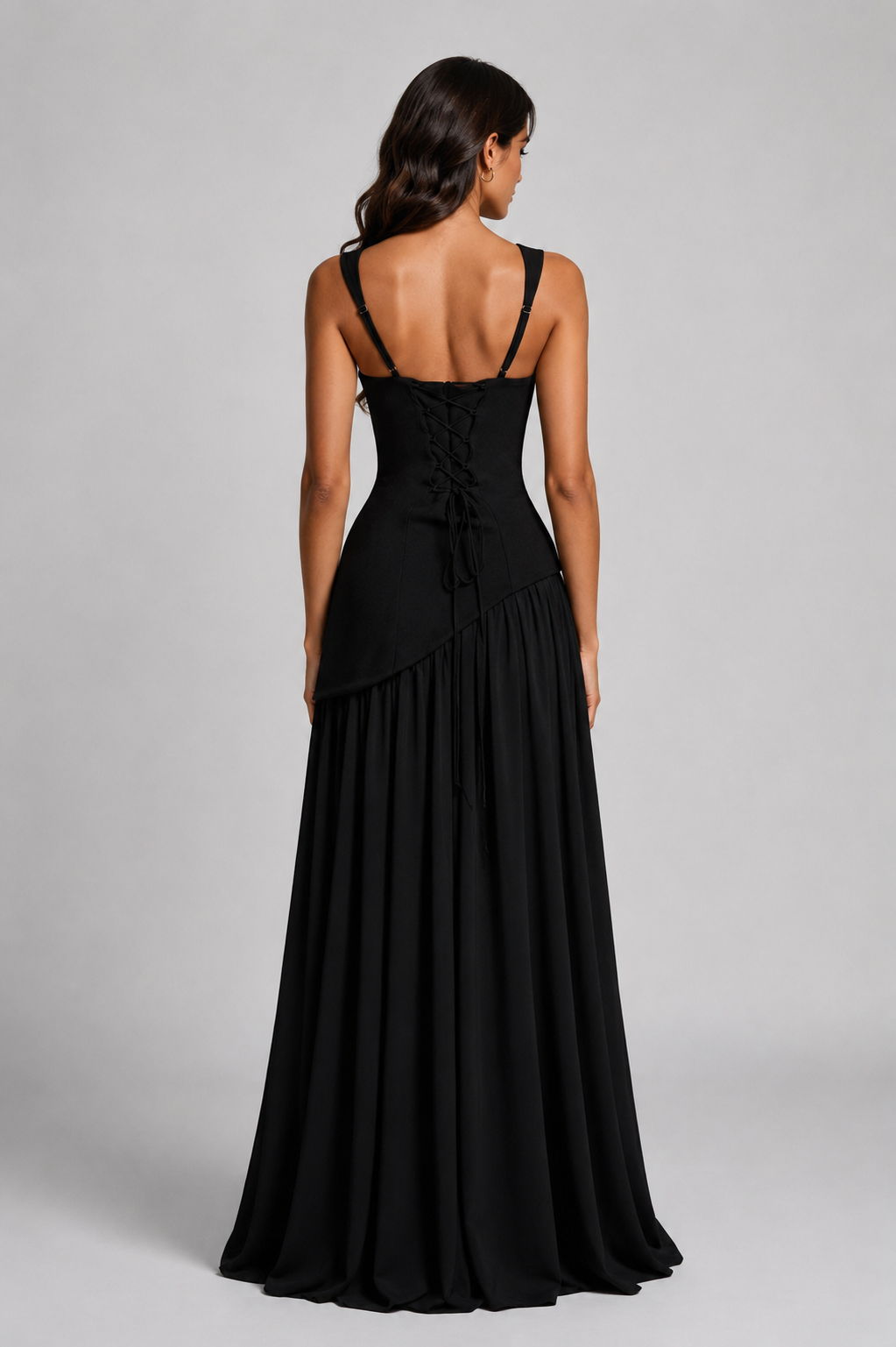 Women's Sculpted Satin Maxi Dress – Draped Evening Dress