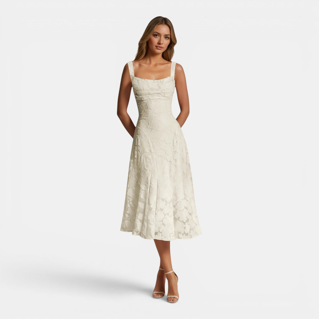 Ellmont London | Women's Square Neck Midi Dress Timeless Occasion Wear