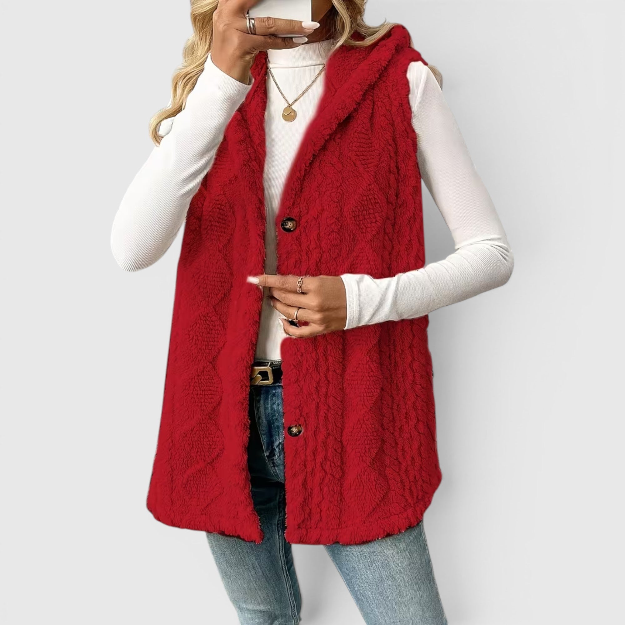 Ellmont London | Women's Warm Vest Button Front Hooded Outerwear