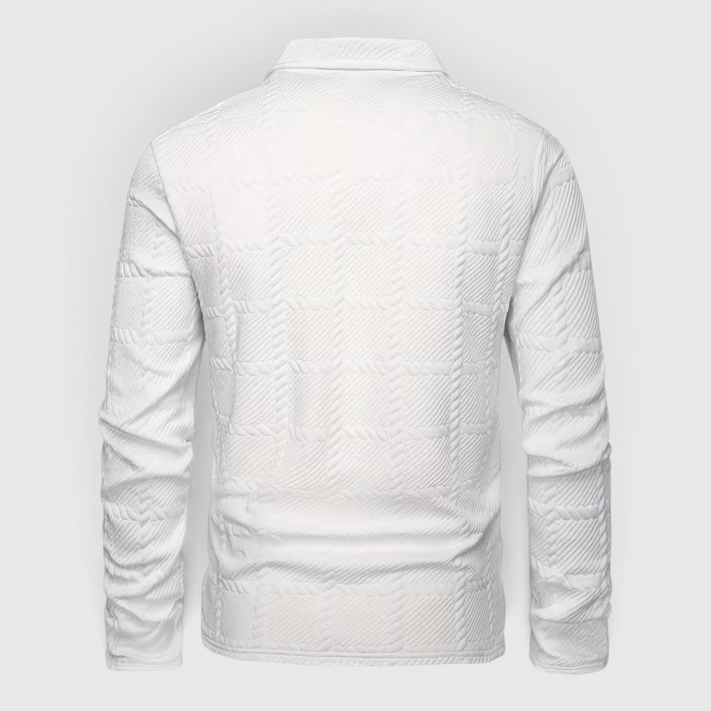 Lewis | Men's Textured Polo Shirt Casual Knit Long Sleeve for Daily Wear