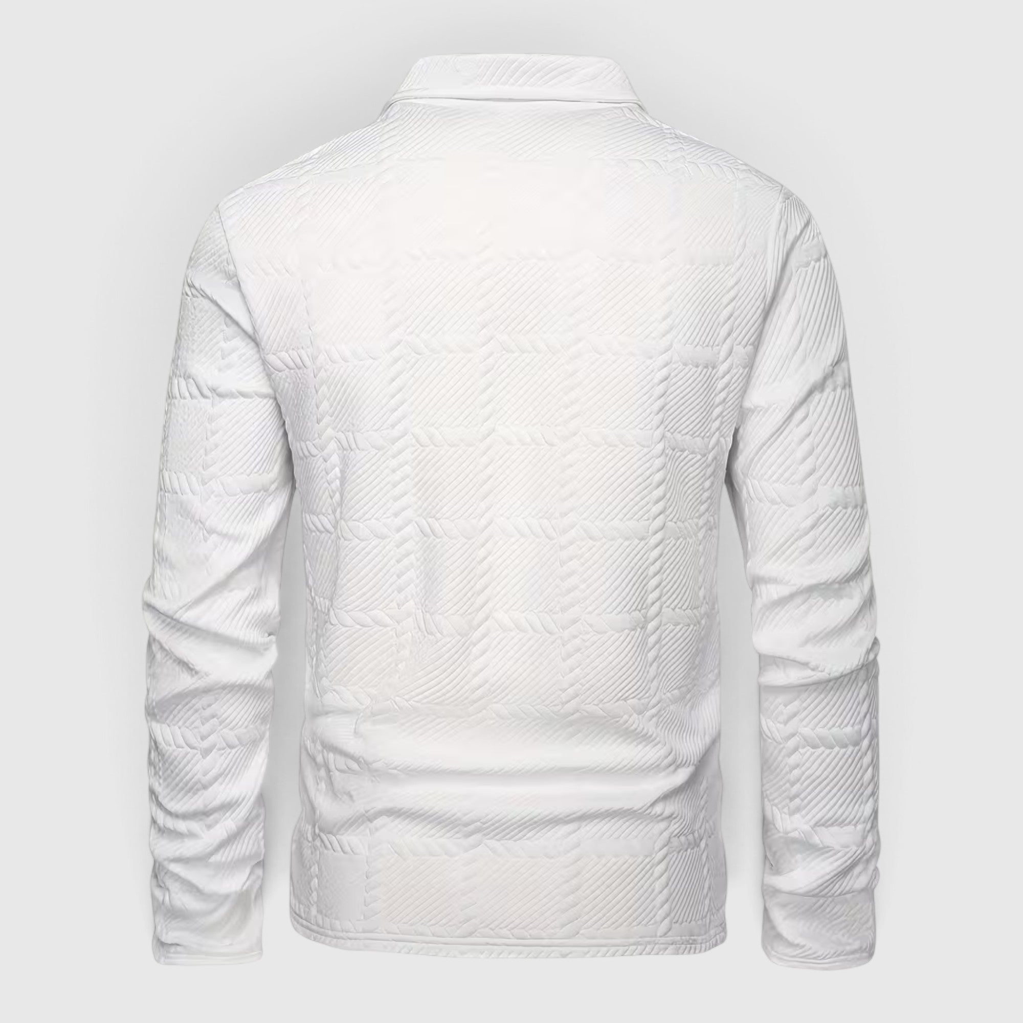 Lewis | Men's Textured Polo Shirt Casual Knit Long Sleeve for Daily Wear