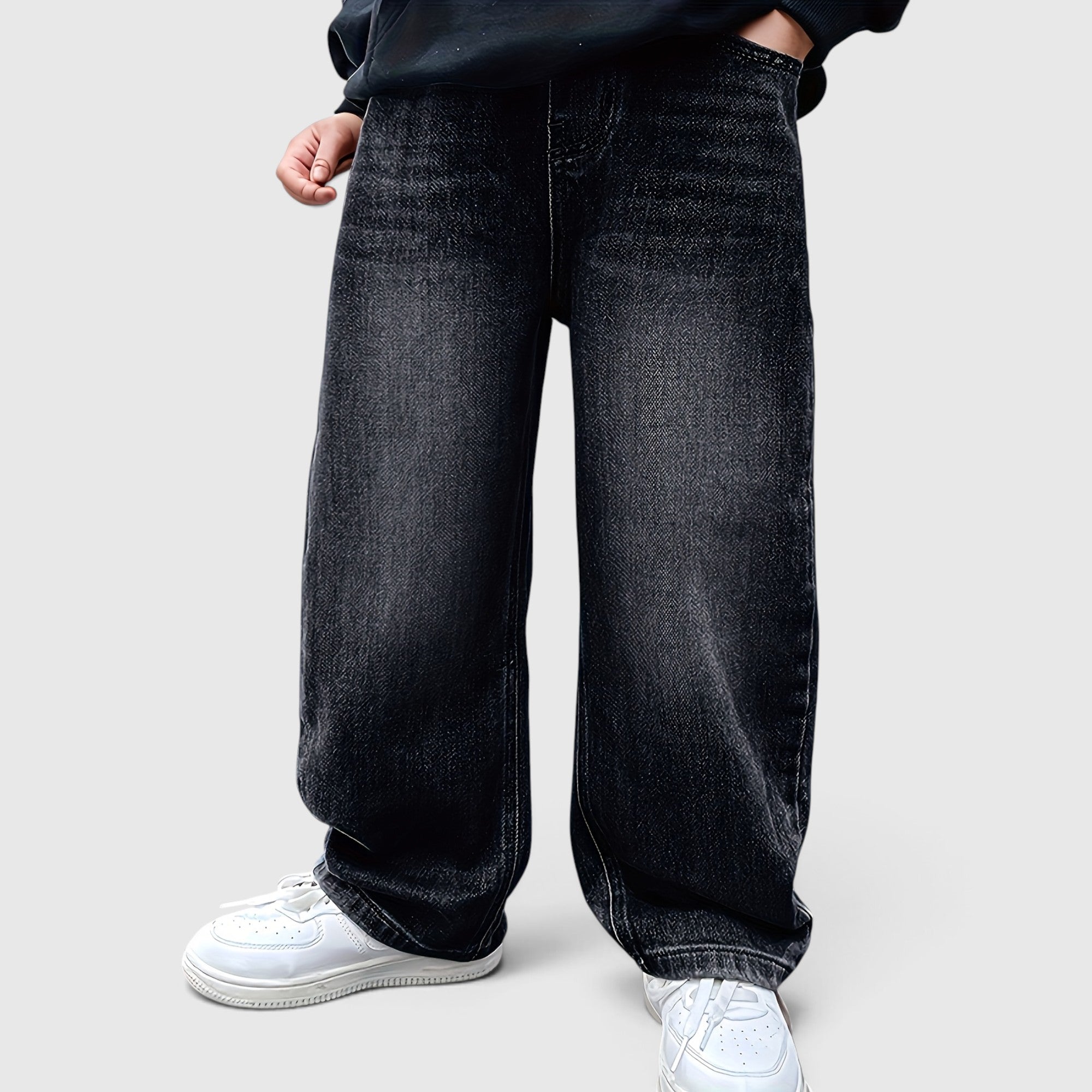Gareth | Boys' Baggy Cargo Jeans Mid Waist Loose Fit Long Trousers