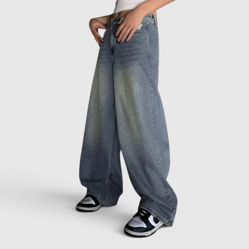Ellmont London | Women's Oversized Baggy Jeans Loose Fit Floor Length Denim