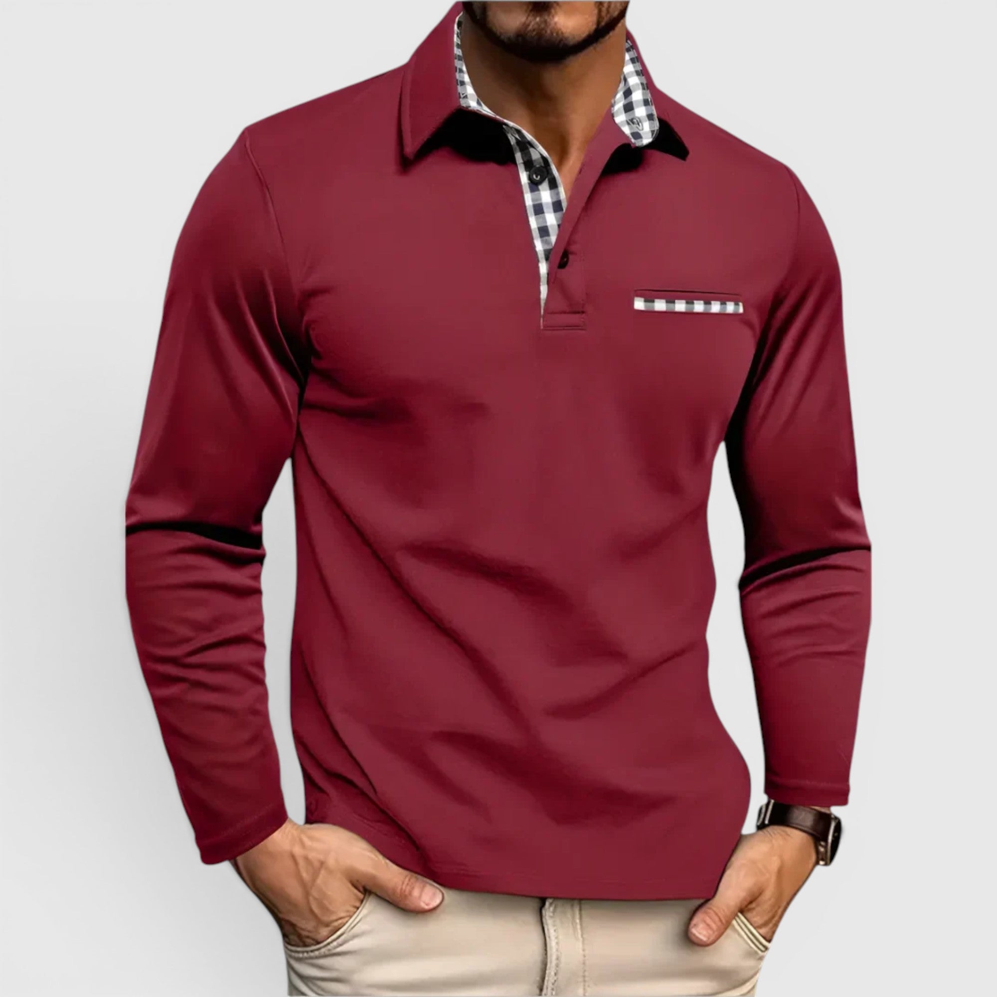 Ellmont London | Men's Breathable Cotton Blend Button Up Longsleeve Polo