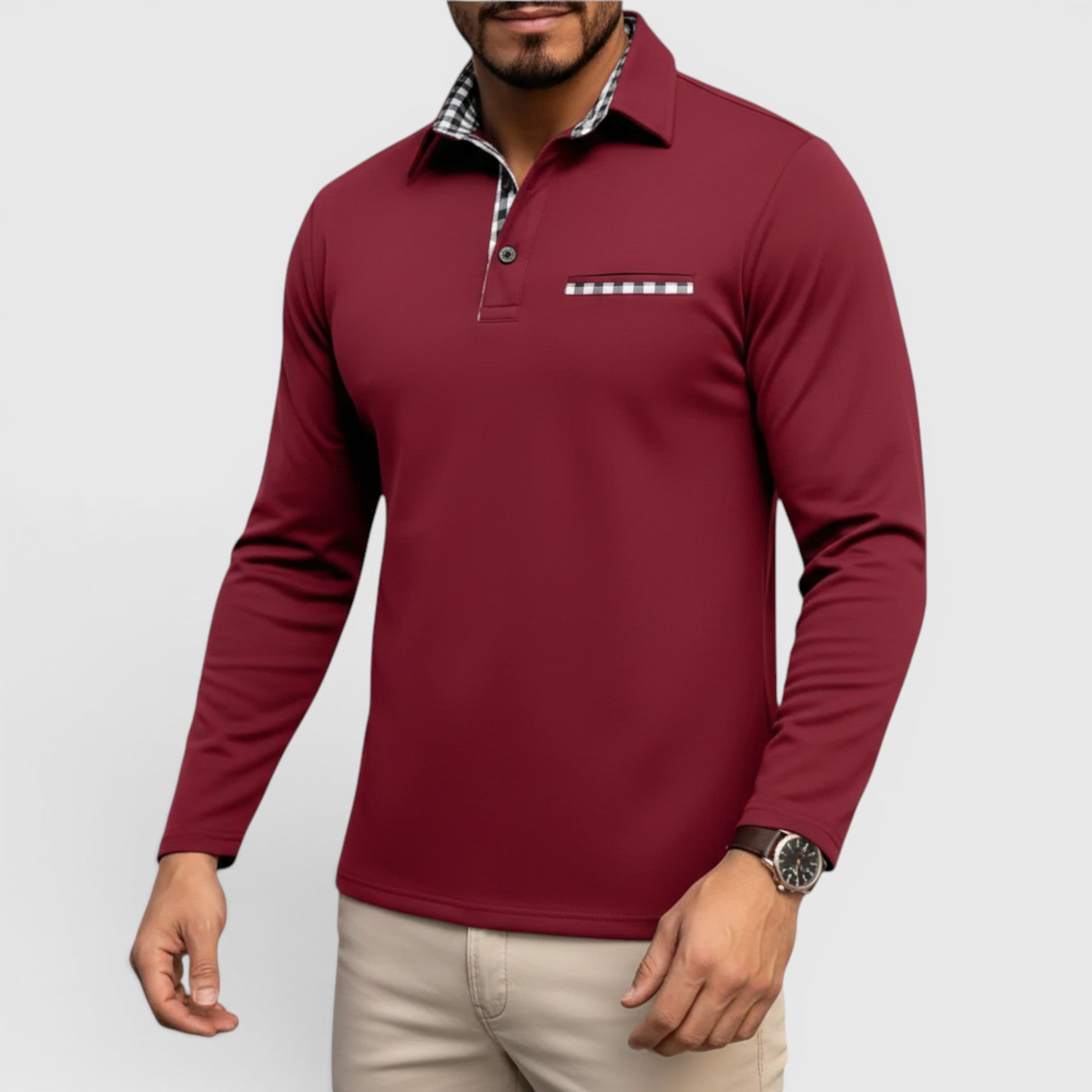 Ellmont London | Men's Breathable Cotton Blend Button Up Longsleeve Polo