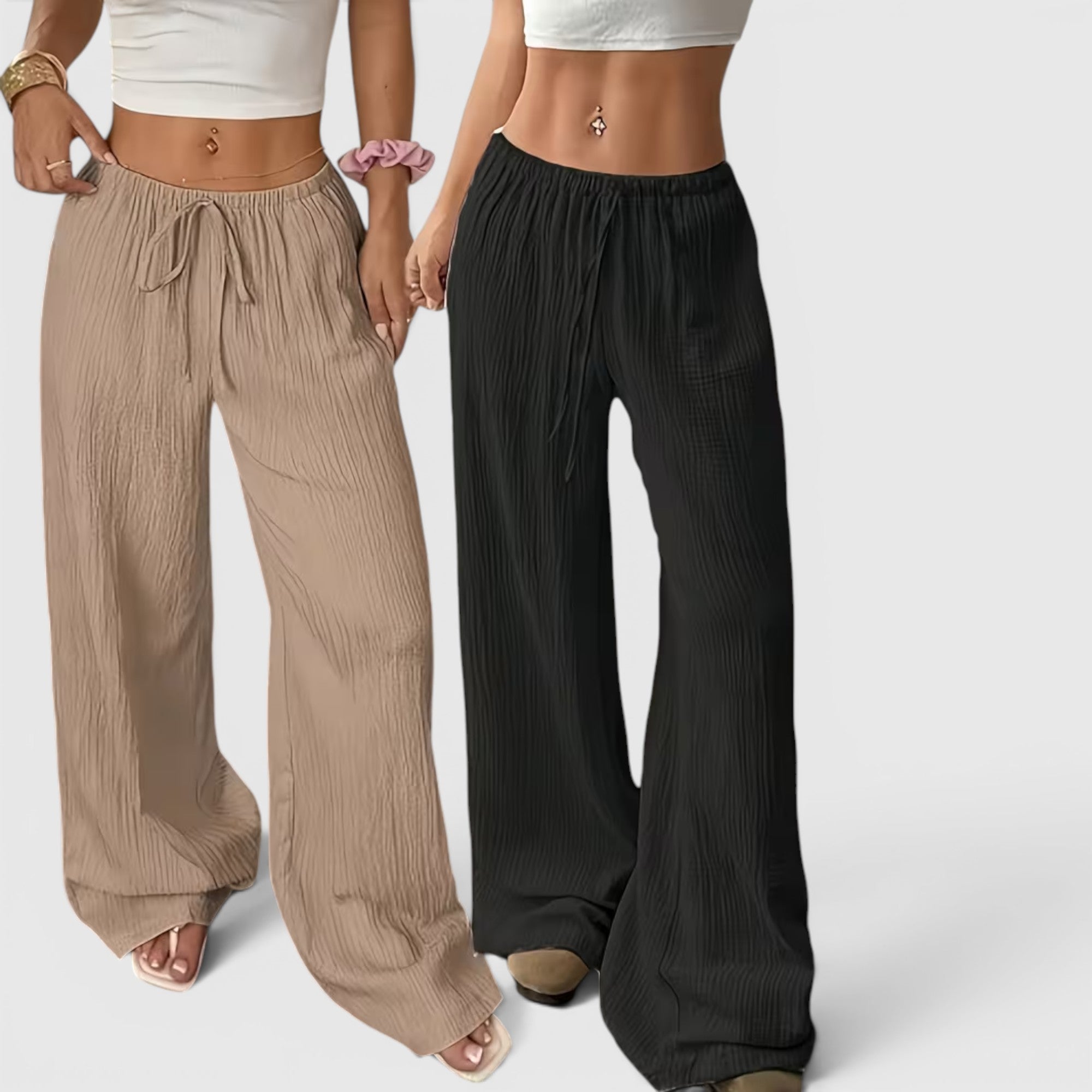Greta | Women's Loose Straight Leg Trouser Set Lightweight Casual Outfit