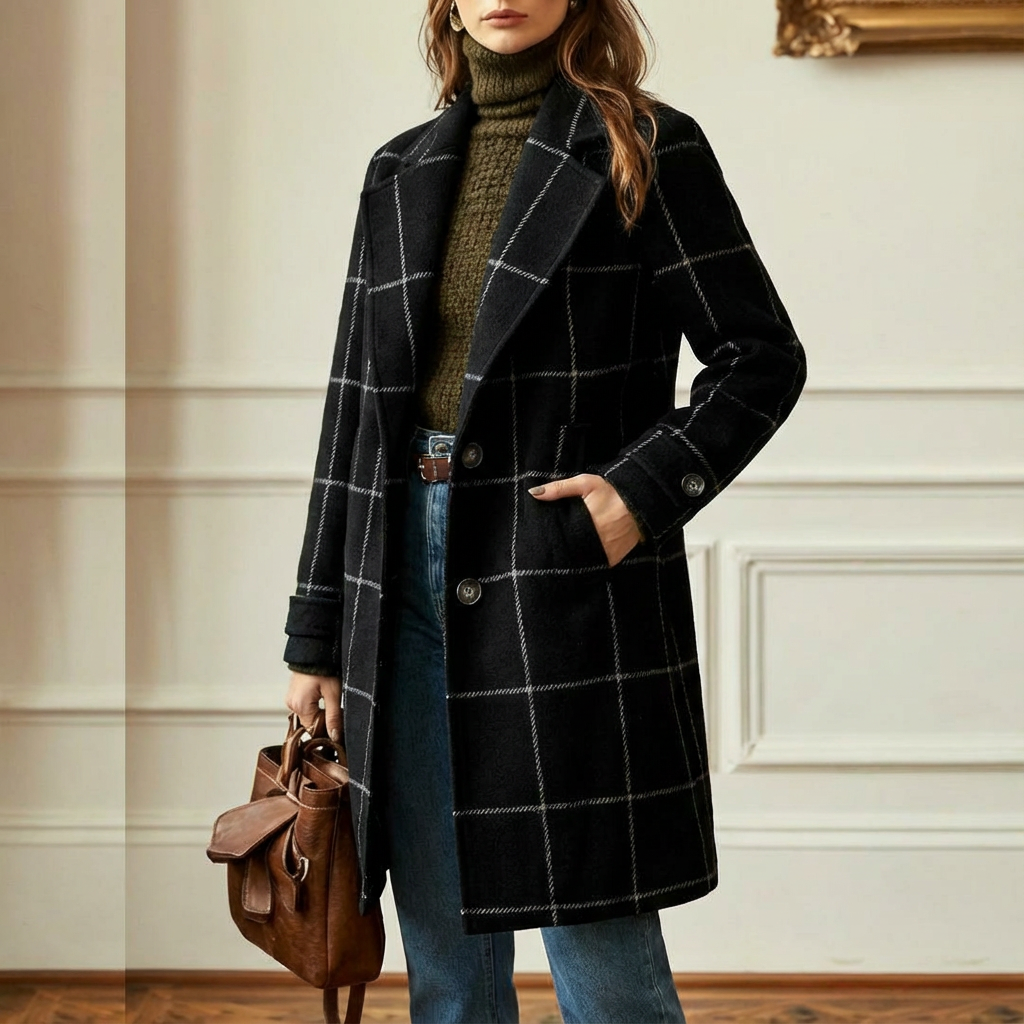 Women's Wool Check Coat