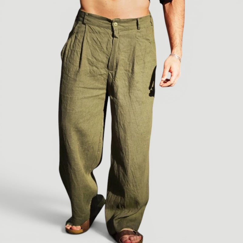 Ellmont London | Men’s Summer Pants Linen Blend Casual Comfort Fit