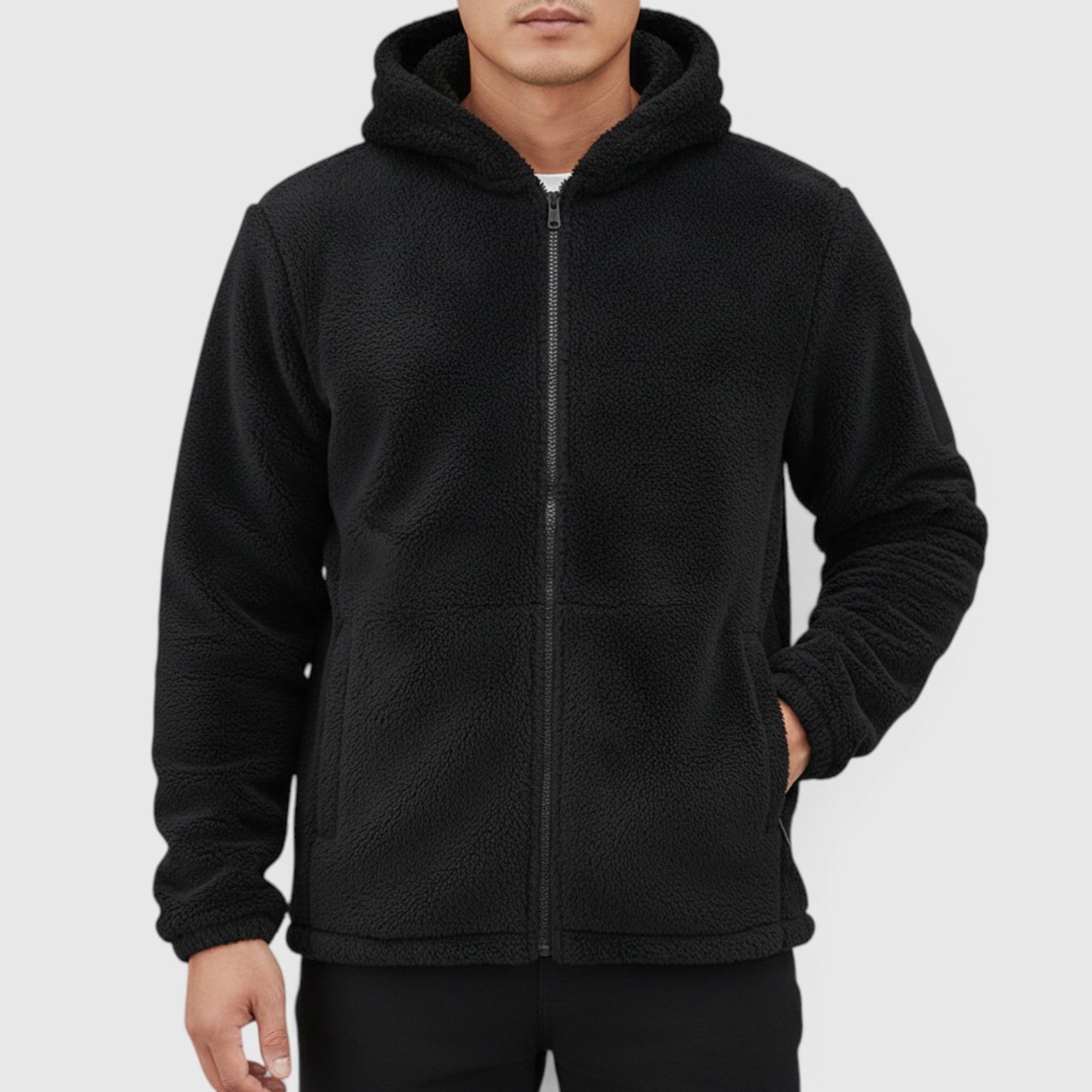 Jasper | Men's Warm Zip Up Teddy Jacket – Hooded Plus Size Outerwear