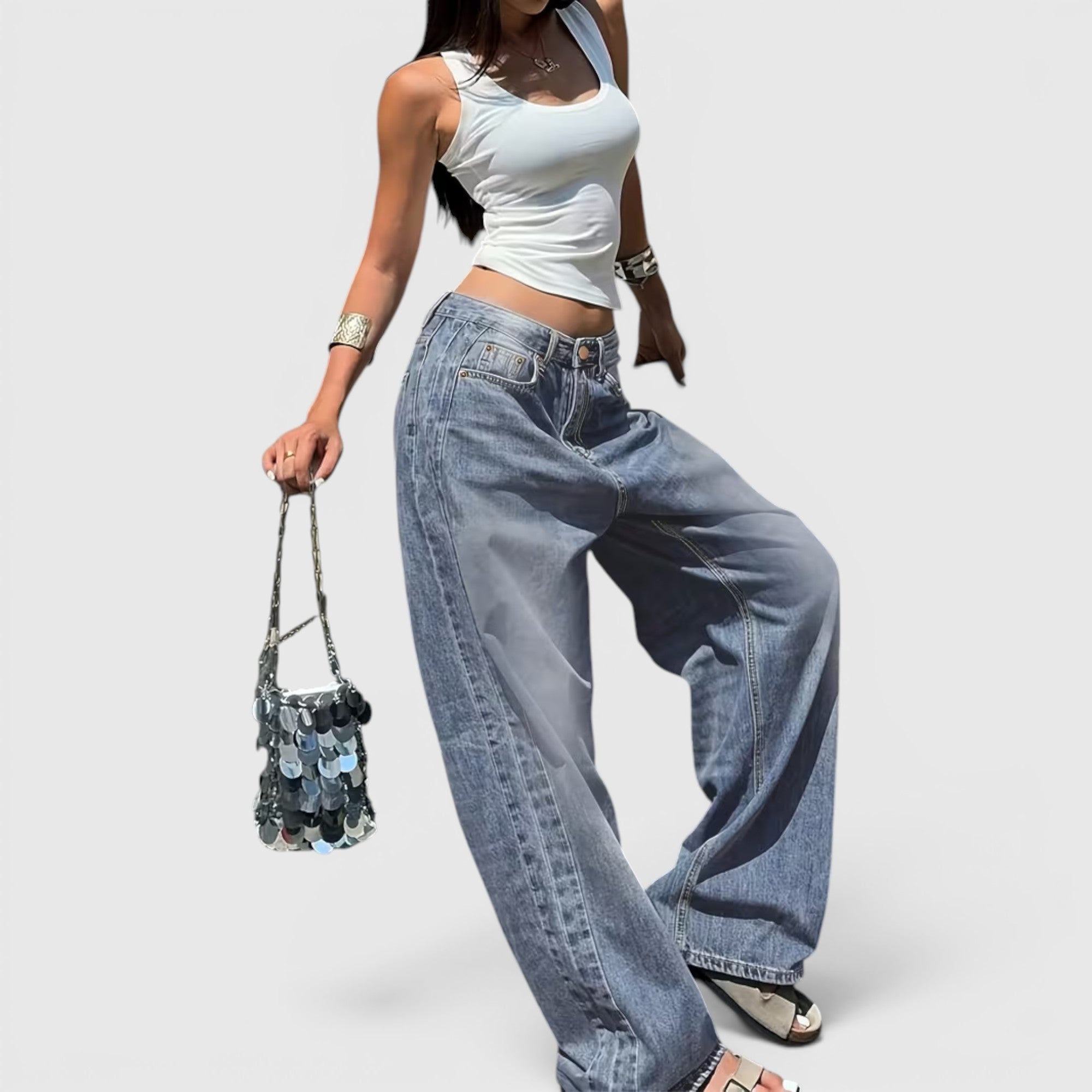 Vera | Women's Oversized Baggy Jeans Straight Leg Casual Floor Length Pants