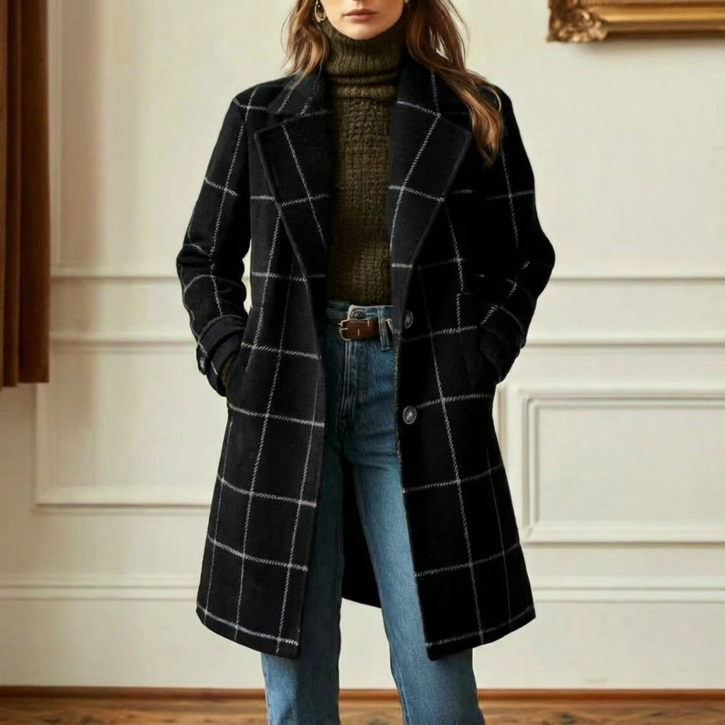 Women's Wool Check Coat