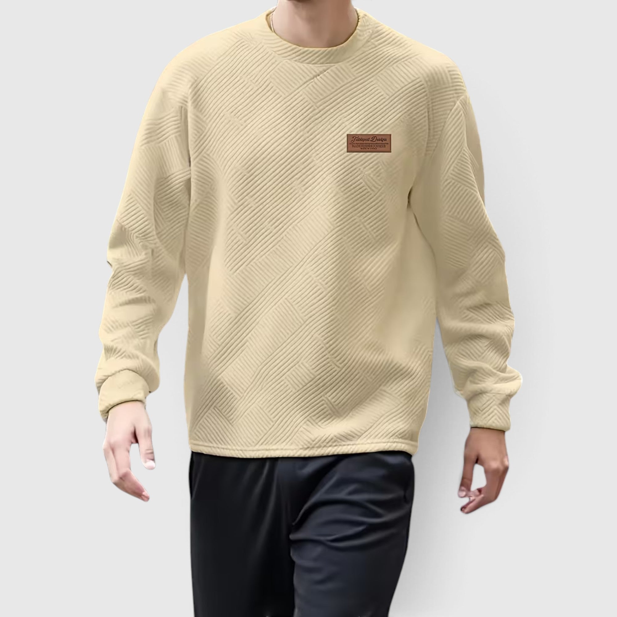 Nathan | Men's Casual Jacquard Sweatshirt – Long Sleeve Crew Neck Sweater