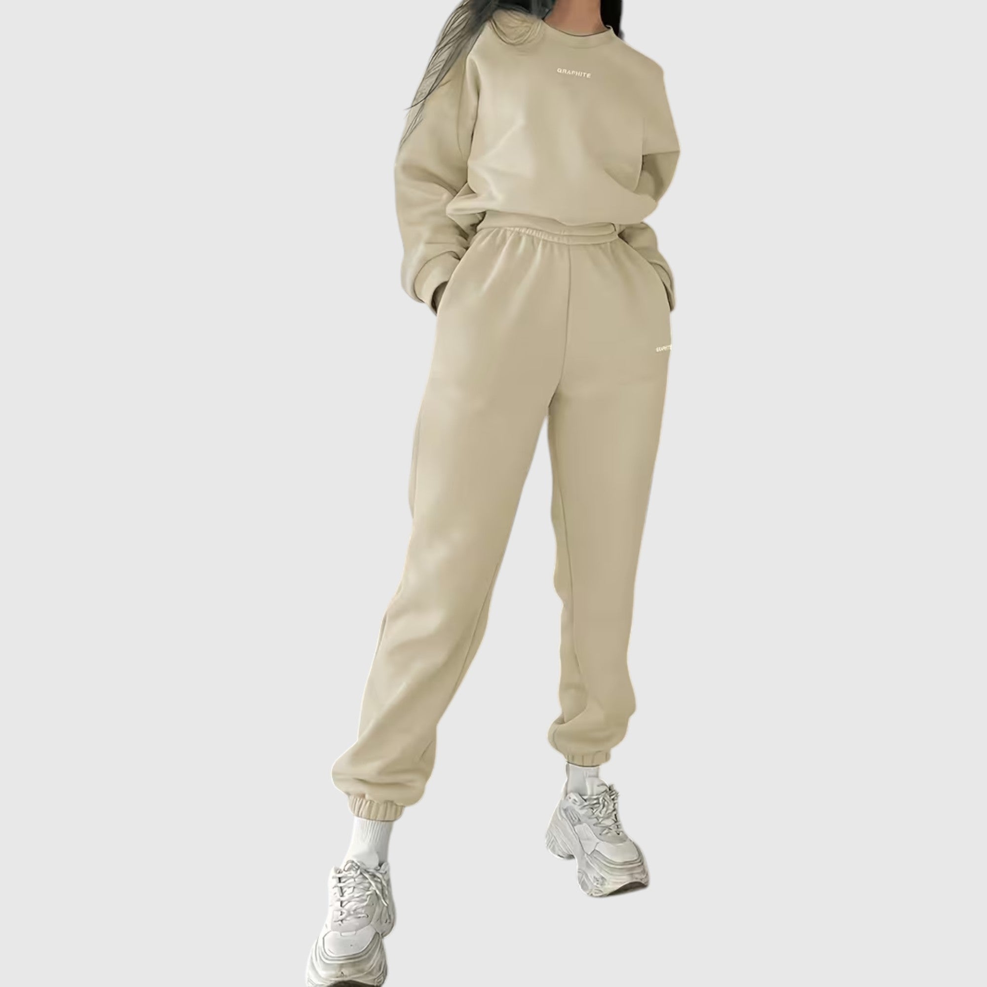 Hazel | Women's Loose Fit Embroidered Tracksuit Two-Piece Lounge Set