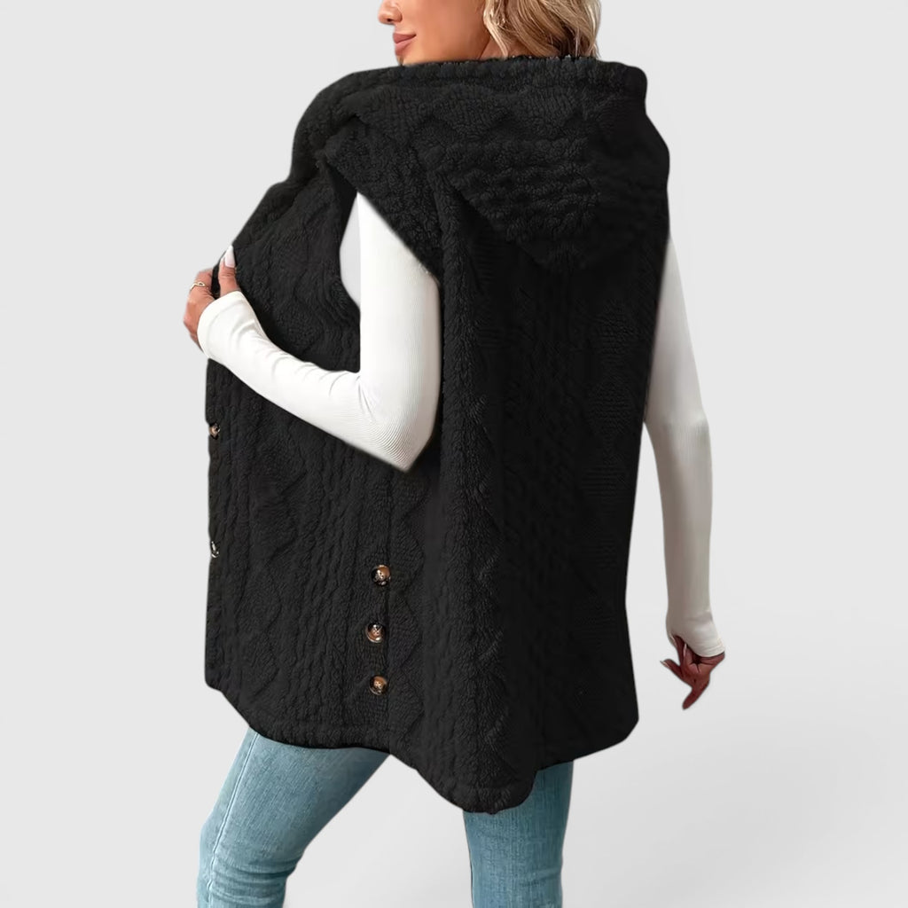 Ellmont London | Women's Warm Vest Button Front Hooded Outerwear