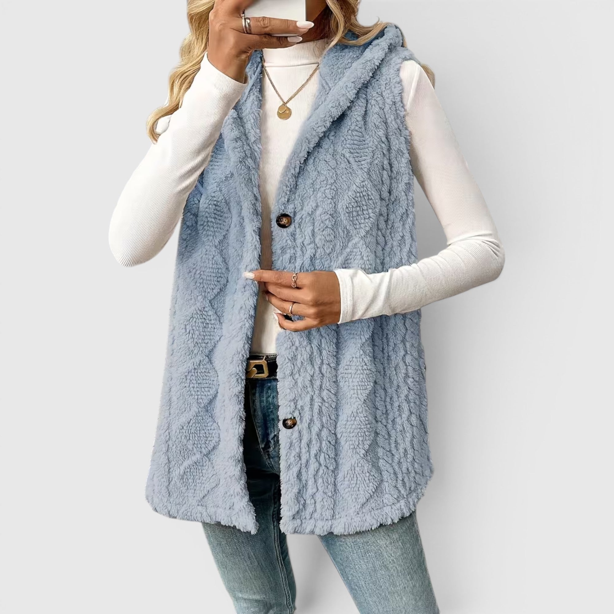 Ellmont London | Women's Warm Vest Button Front Hooded Outerwear