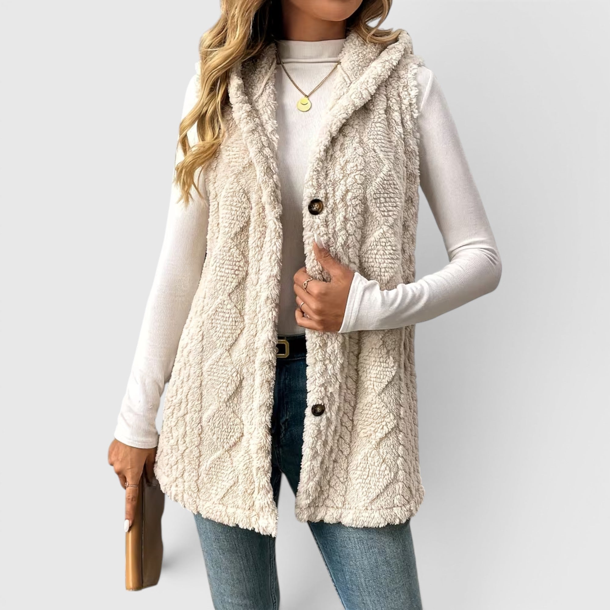 Ellmont London | Women's Warm Vest Button Front Hooded Outerwear