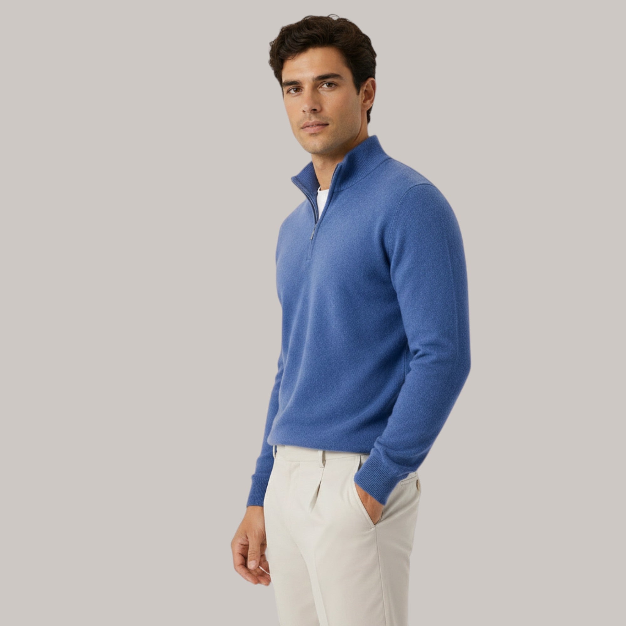 Ellmont London | Men's Quarter Zip Knit Pullover Lightweight Warm Sweater