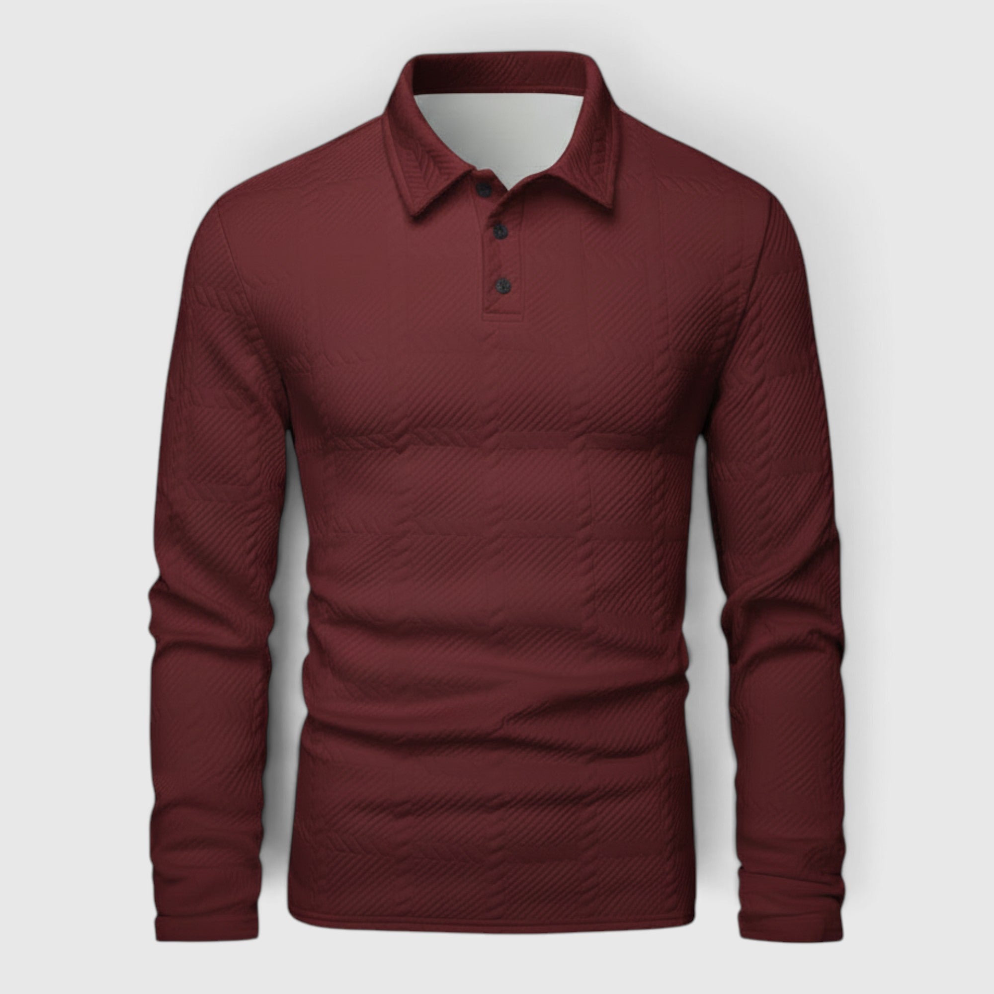 Lewis | Men's Textured Polo Shirt Casual Knit Long Sleeve for Daily Wear