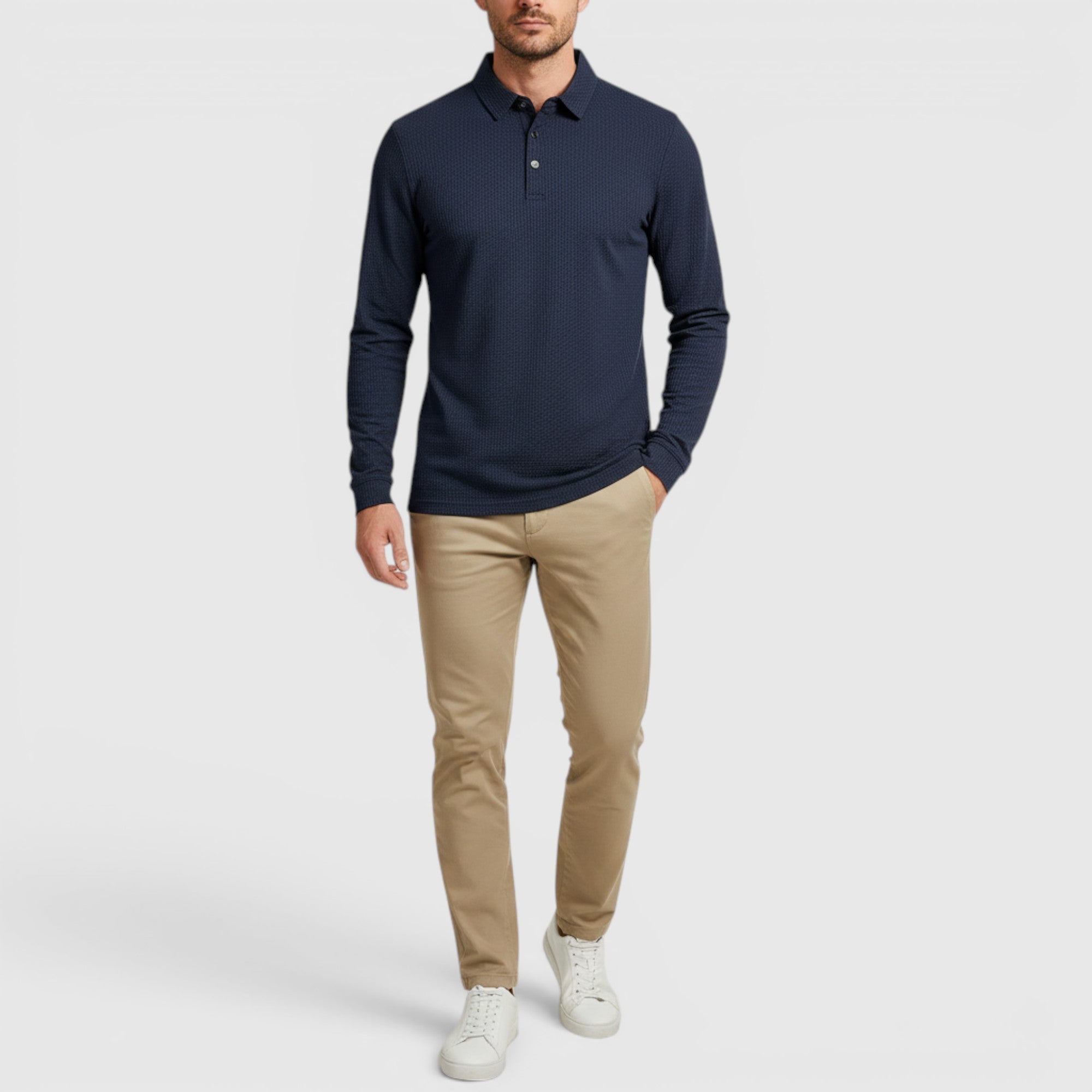 Ellmont London | Men's Long Sleeve Polo Breathable Smart Casual Comfort Top