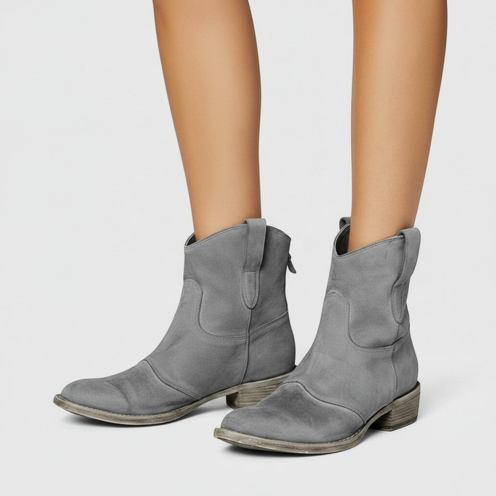 Abigail | Women's Black Ankle Boots Comfortable Suede Western Boots