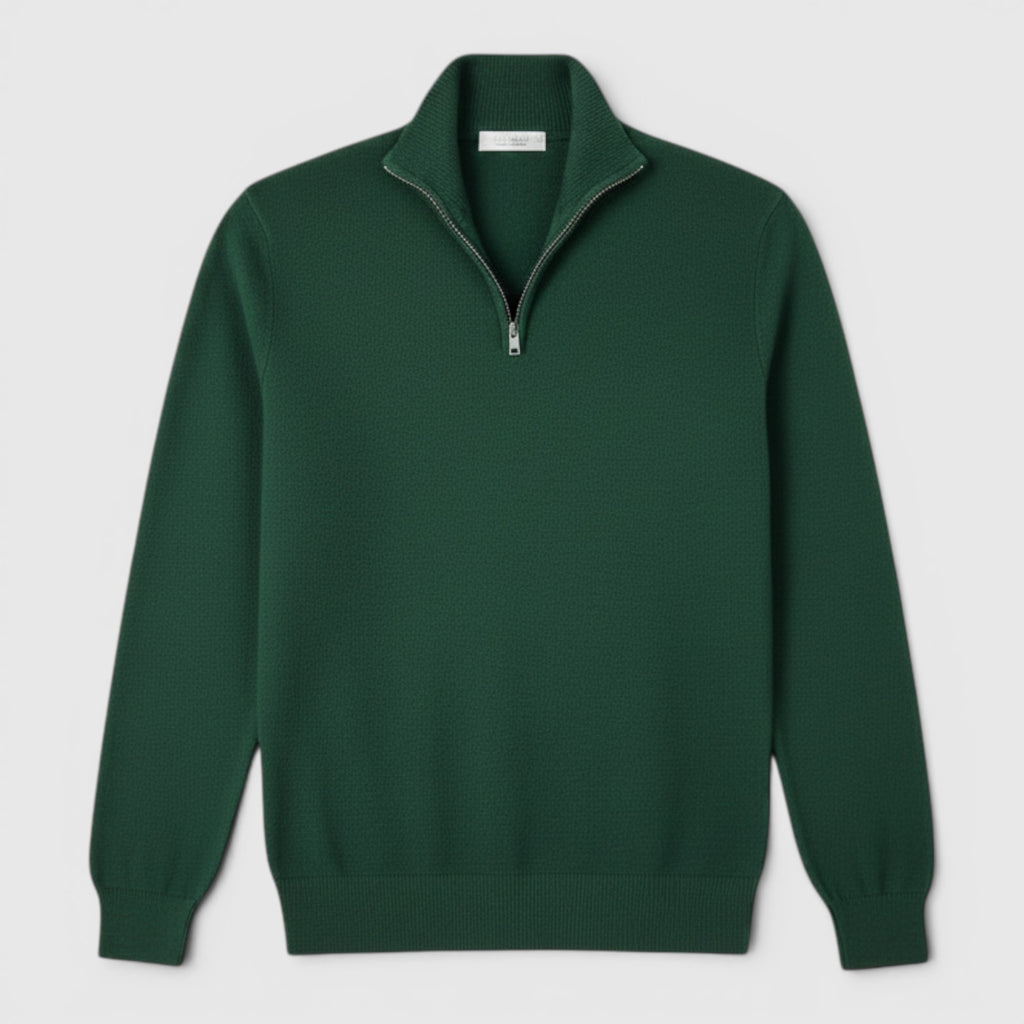 Ellmont London | Men's Pure Cashmere Zip-Up Sweater Funnel Neck Knit