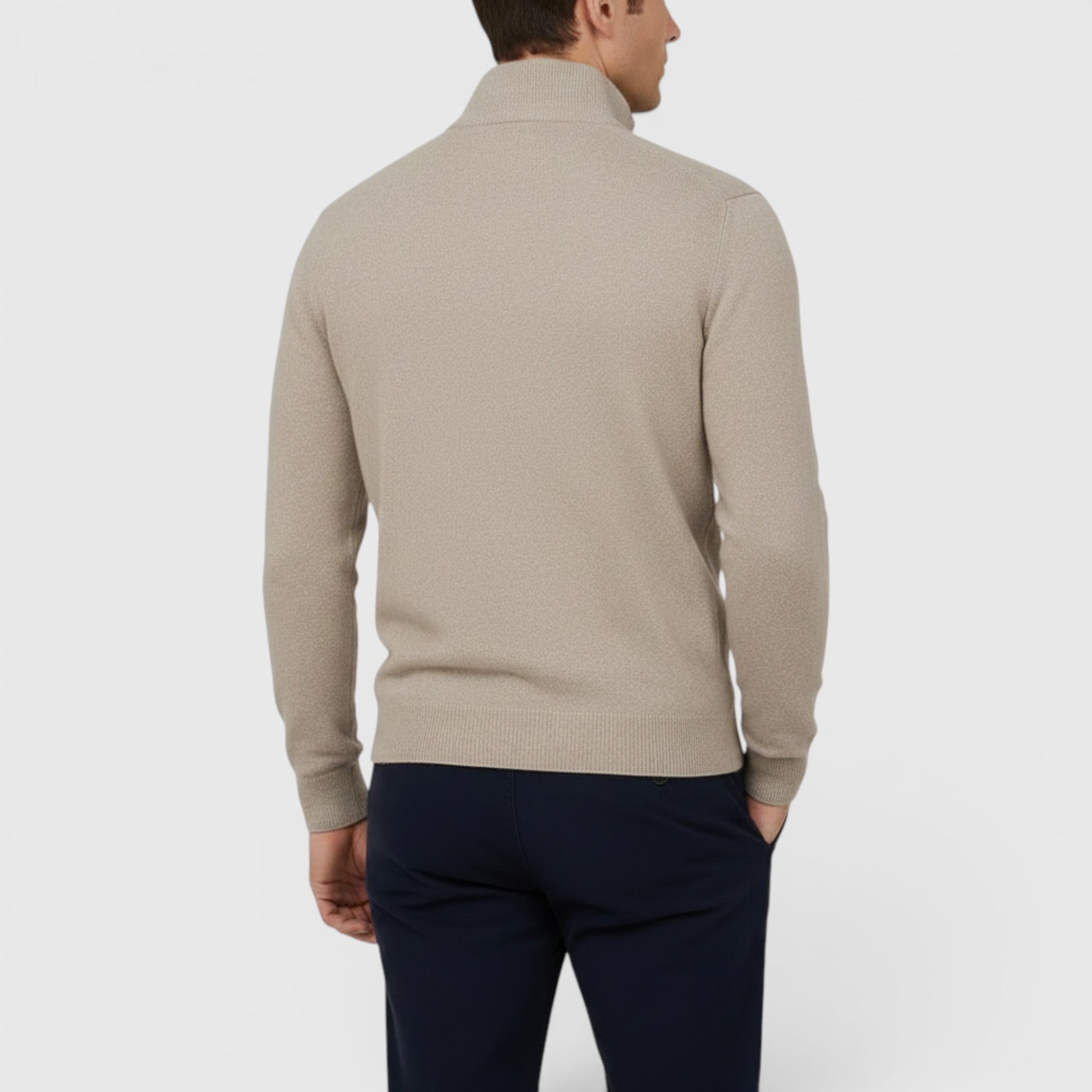 Ellmont London | Men's Pure Cashmere Zip-Up Sweater Funnel Neck Knit