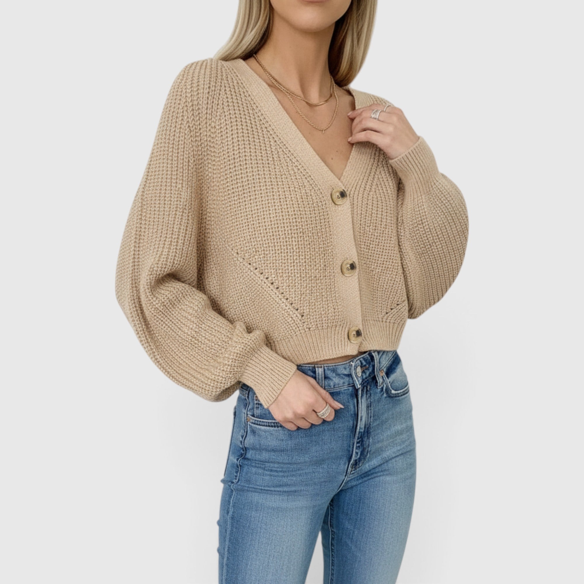 Cora | Women's Long Sleeve V Neck Cardigan – Relaxed Knit Layer