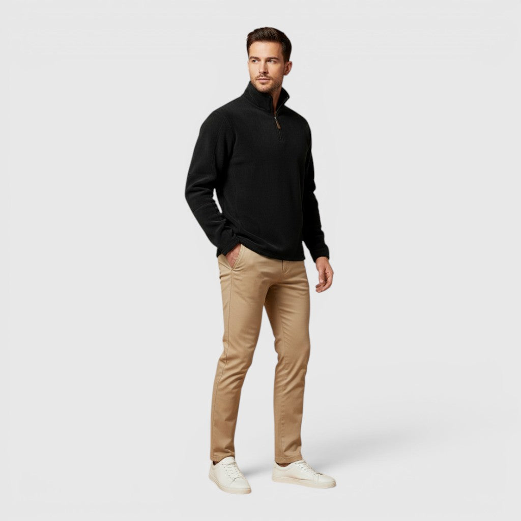 Ellmont London | Men's Warm Fleece Half Zip Sweater Stand Collar Regular Fit