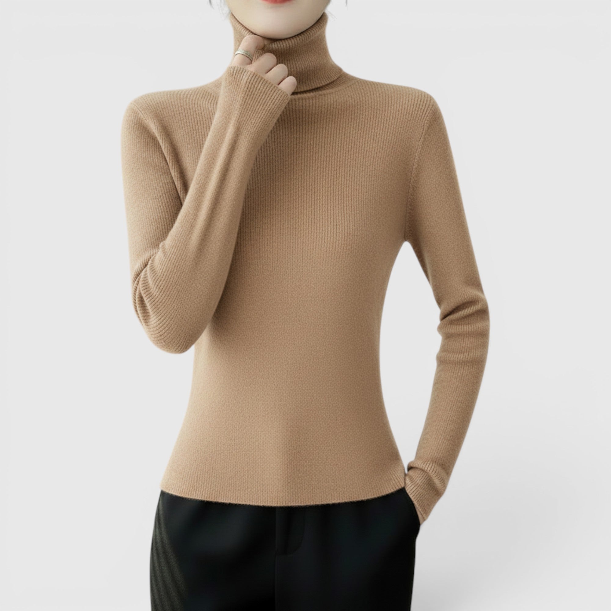 Freya | Women's Cozy Turtleneck Sweater Lightweight Winter Knit Pullover
