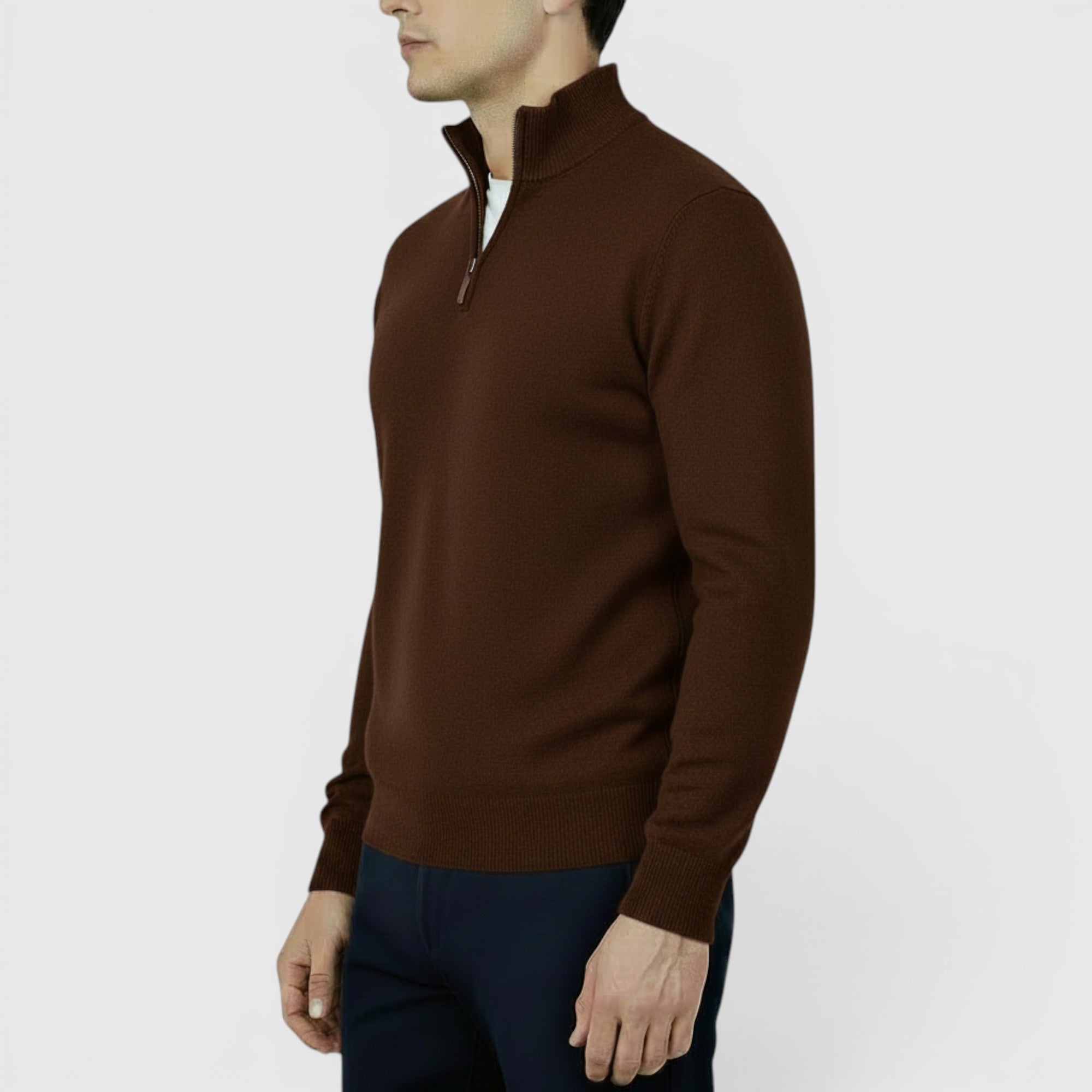 Ellmont London | Men's Pure Cashmere Zip-Up Sweater Funnel Neck Knit