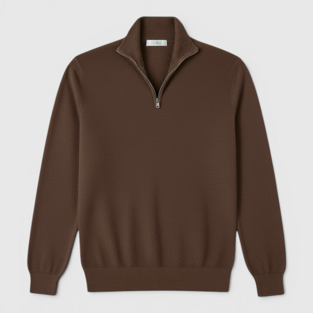 Ellmont London | Men's Pure Cashmere Zip-Up Sweater Funnel Neck Knit