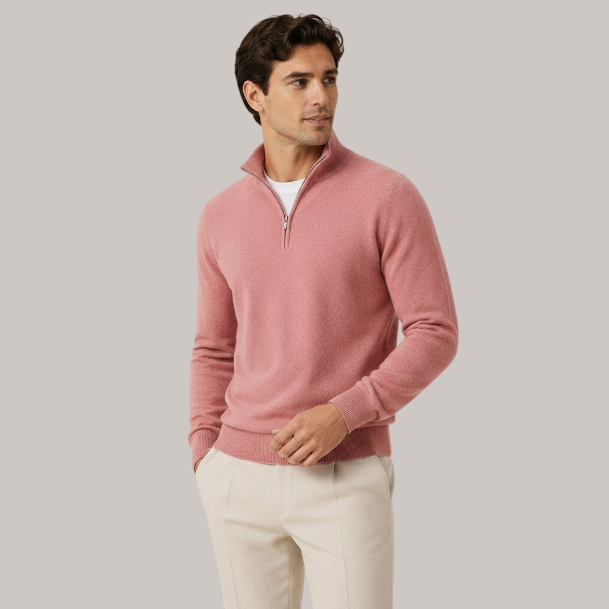 Ellmont London | Men's Quarter Zip Knit Pullover Lightweight Warm Sweater