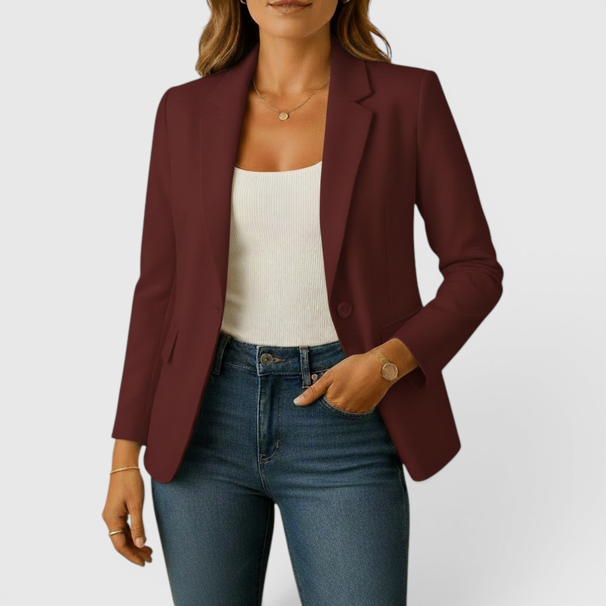 Emma | Women's Classic Stretch Blazer – Comfortable Tailored Jacket