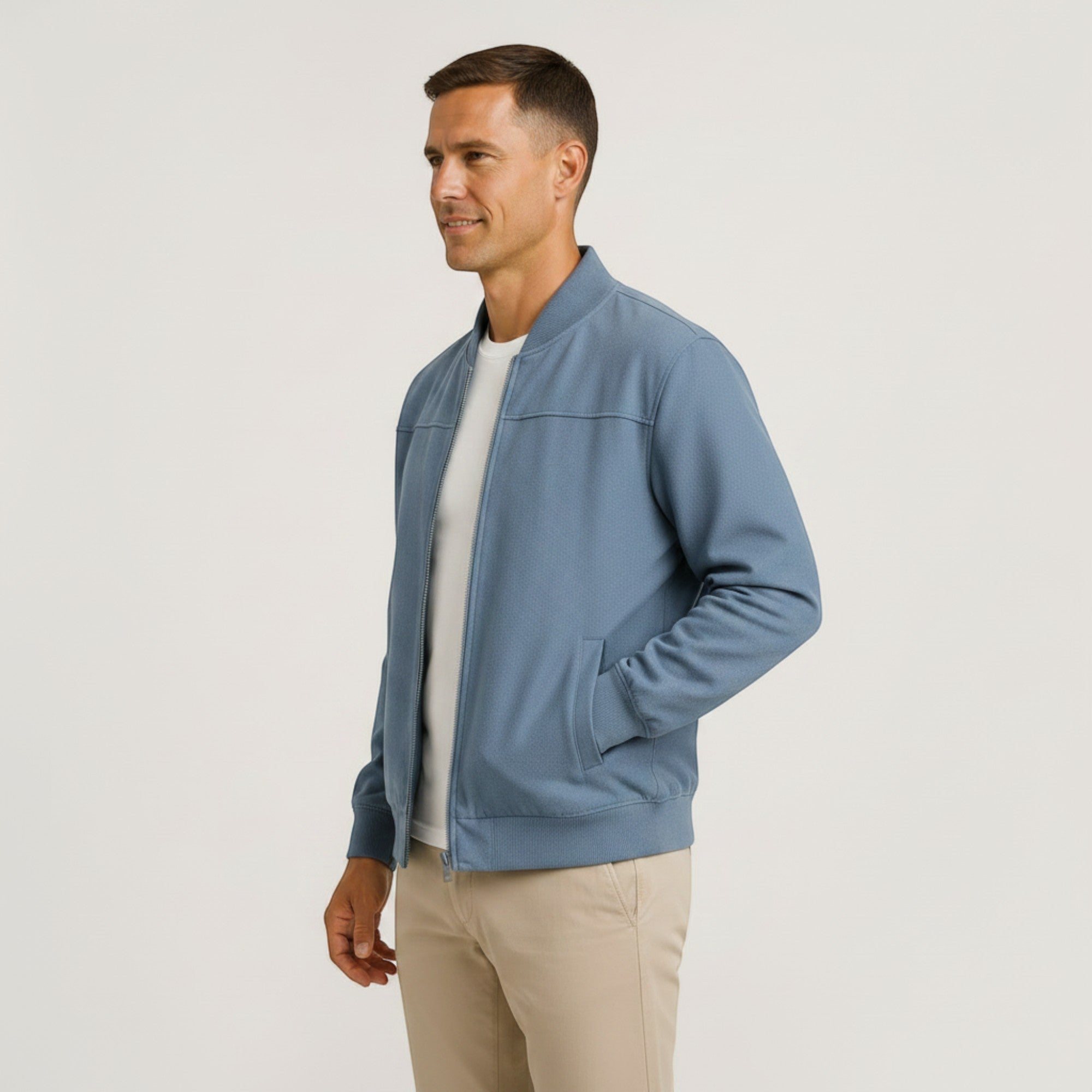 Ellmont London | Men's Lightweight Faux Suede Bomber Jacket Zip Front