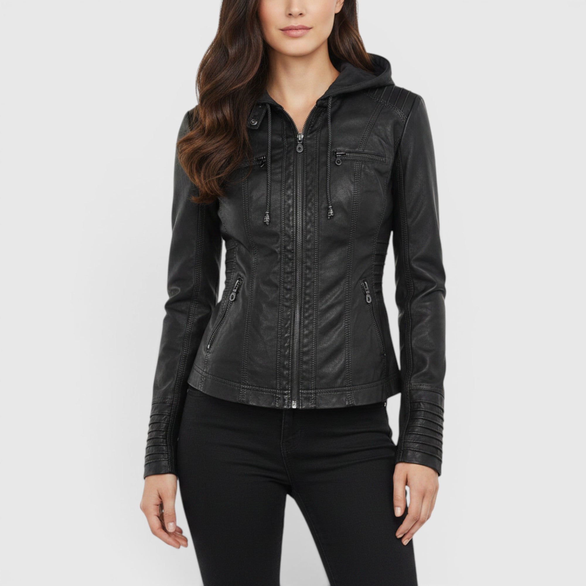 Grace | Women's Warm Leather Jacket Tailored Zip Front Casual Coat