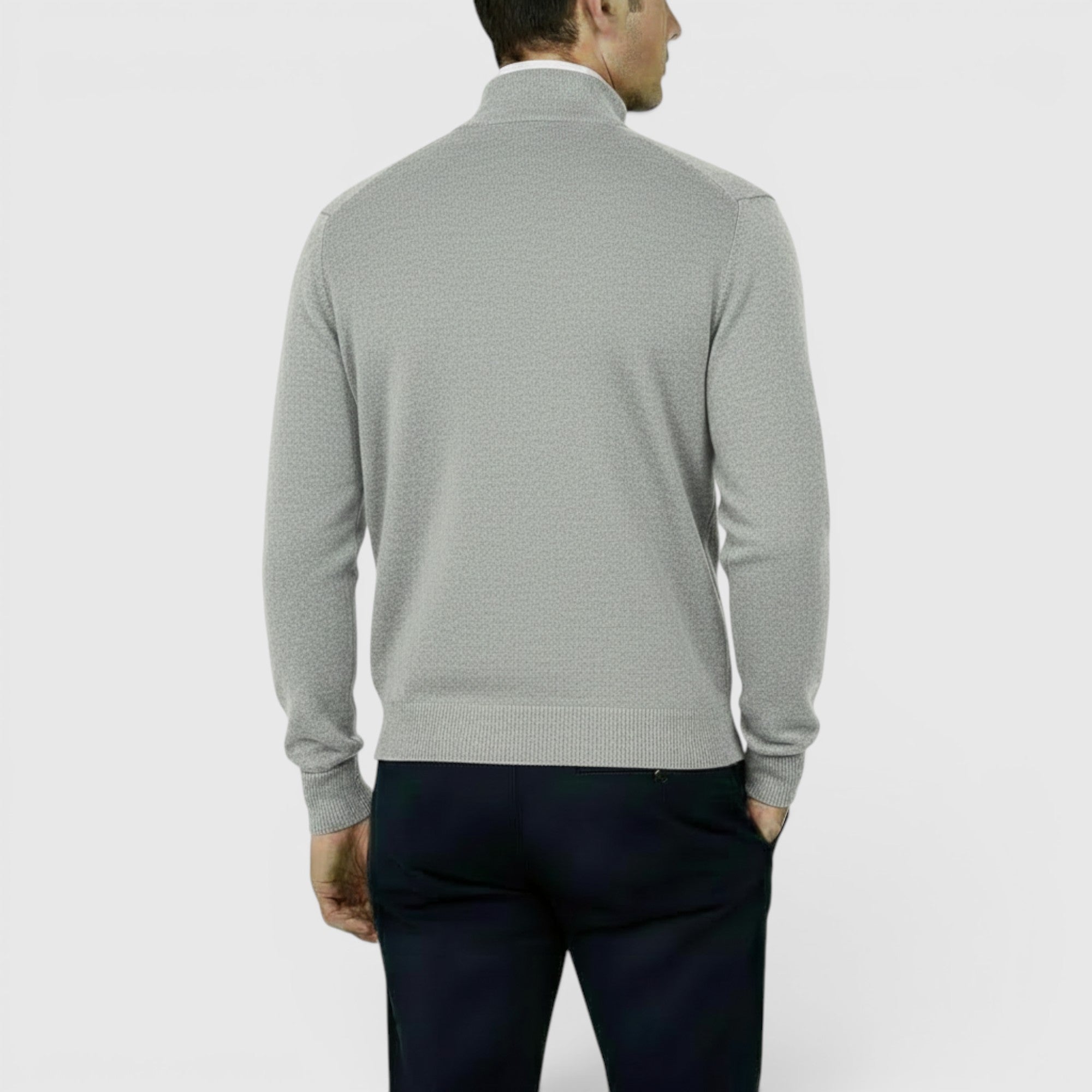 Ellmont London | Men's Pure Cashmere Zip-Up Sweater Funnel Neck Knit