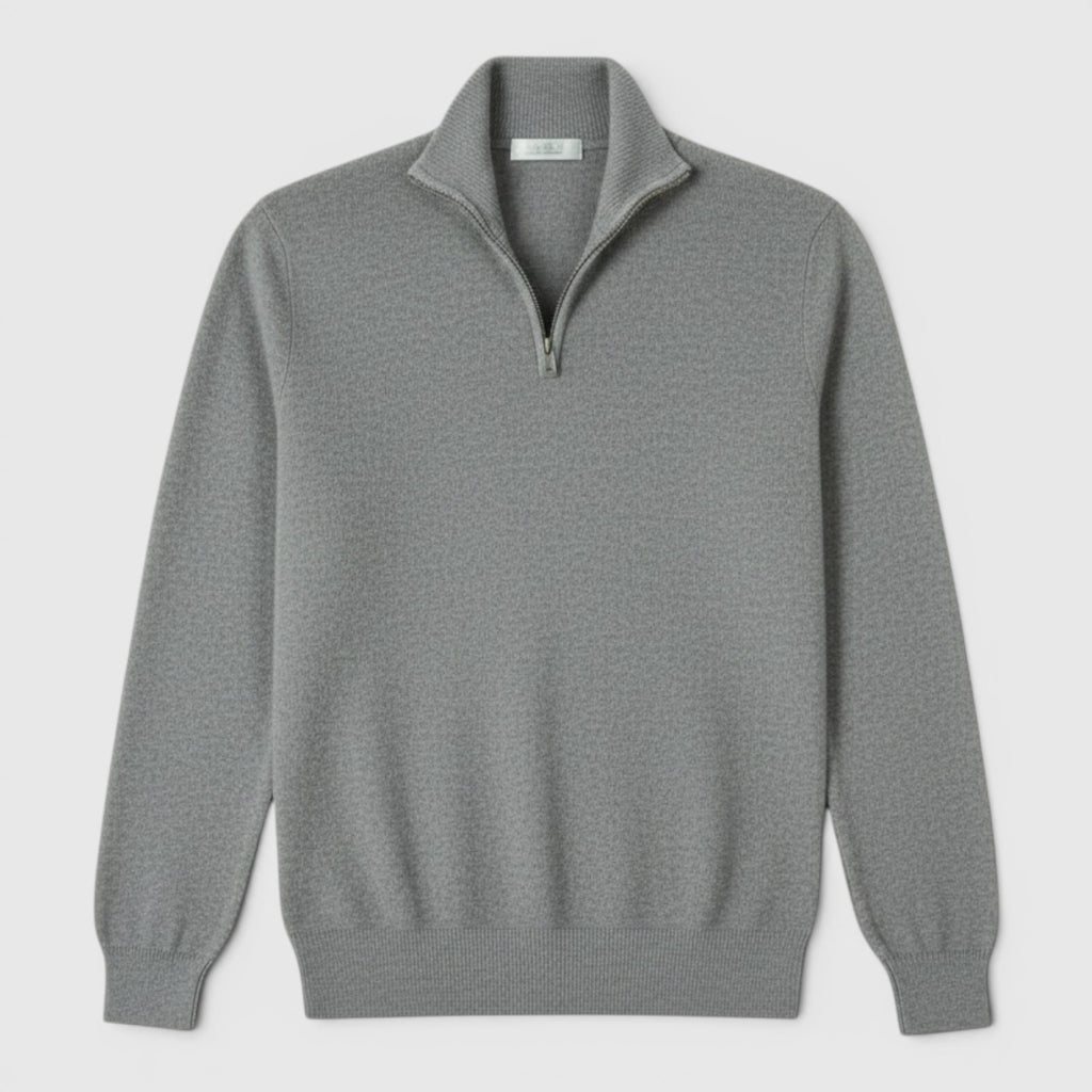 Ellmont London | Men's Pure Cashmere Zip-Up Sweater Funnel Neck Knit