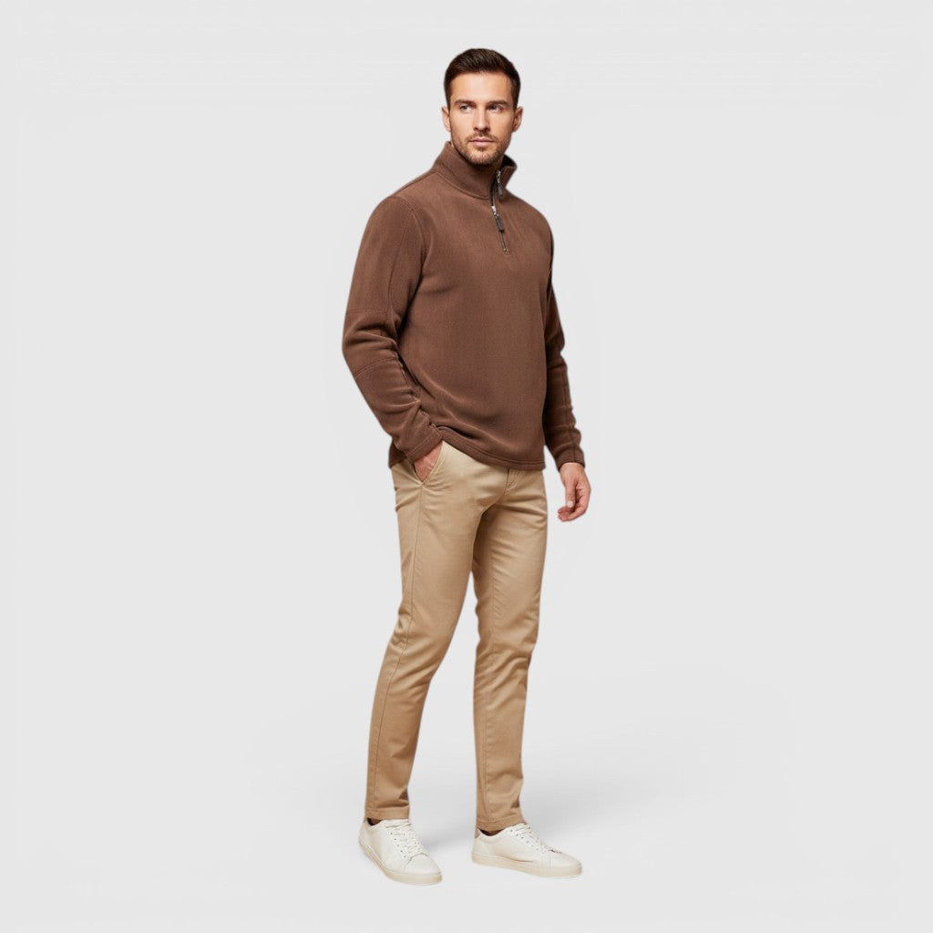 Ellmont London | Men's Warm Fleece Half Zip Sweater Stand Collar Regular Fit