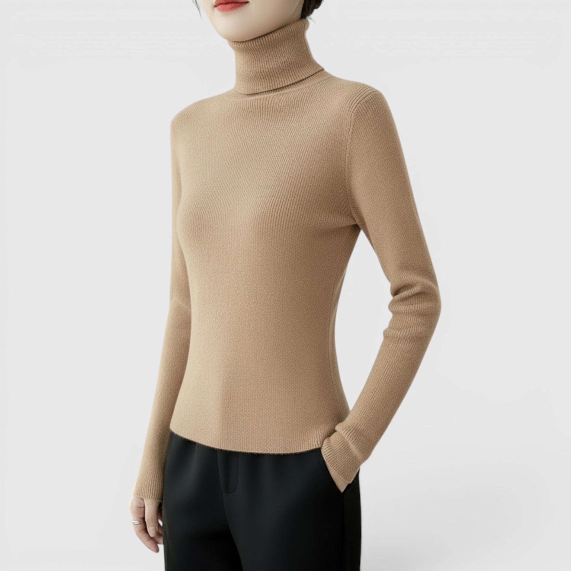 Ellmont London | Women's Cozy Turtleneck Sweater Lightweight Winter Knit Pullover