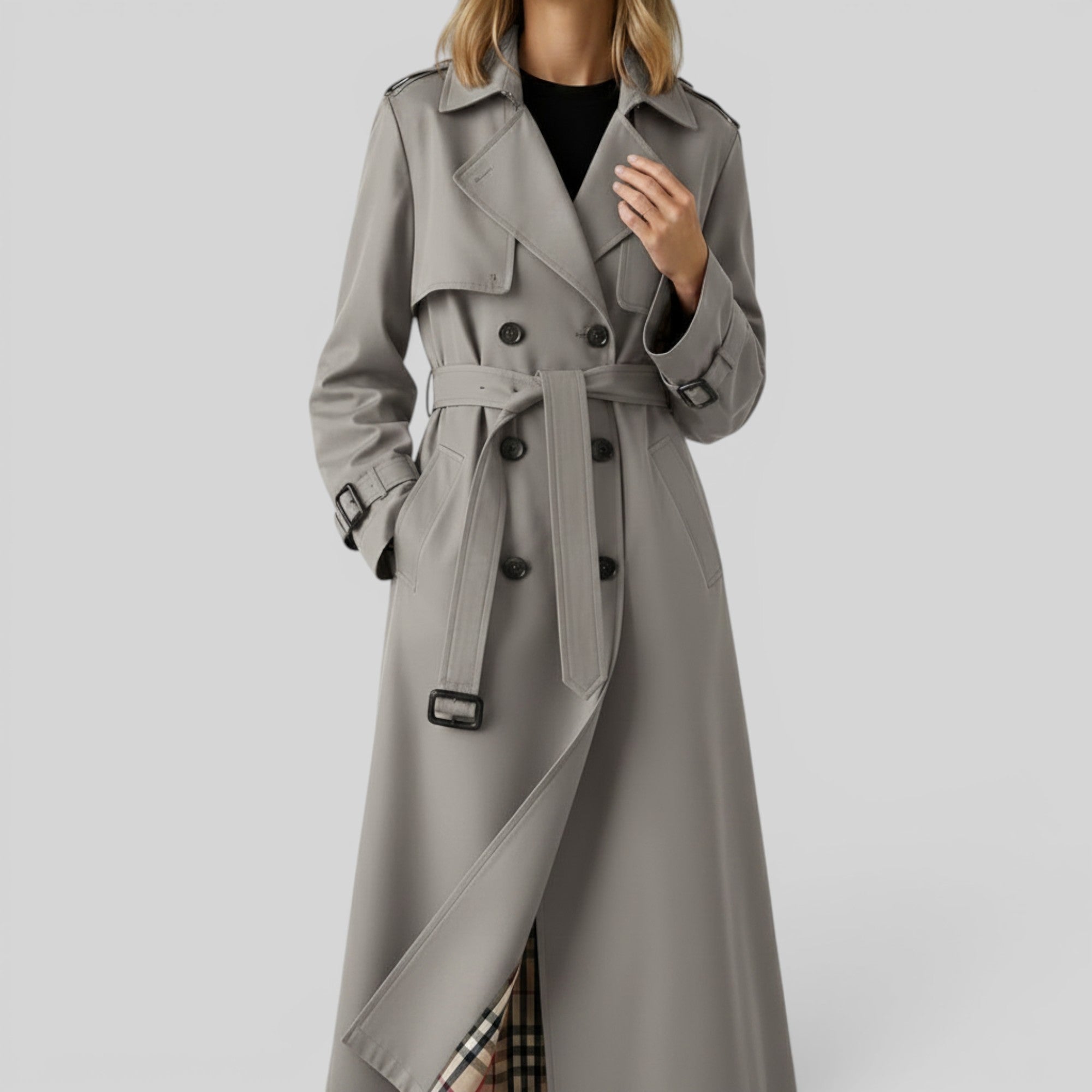 Ellmont London | Women's Trench Coat Classic Belted Longline Outerwear Jacket