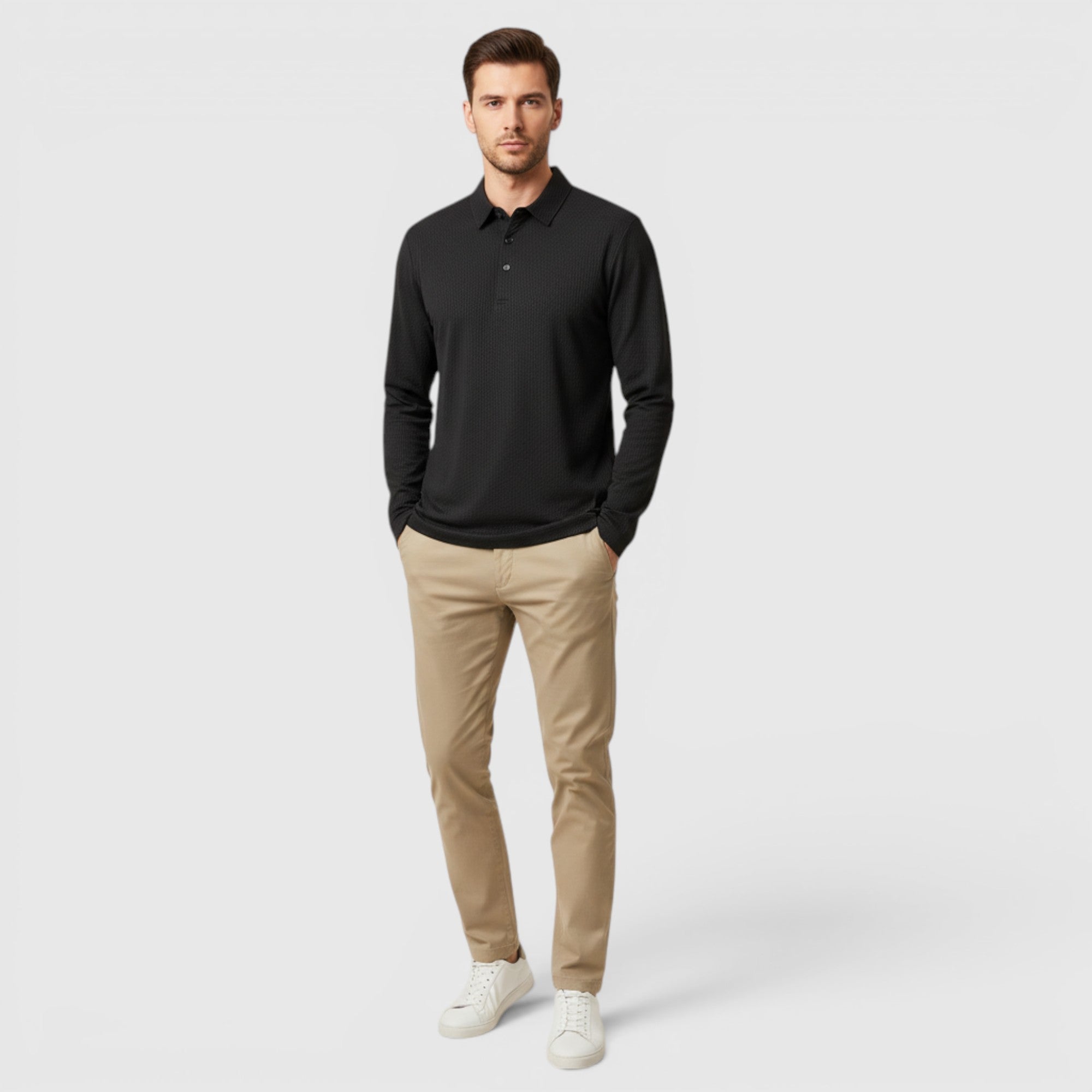 Ellmont London | Men's Long Sleeve Polo Breathable Smart Casual Comfort Top