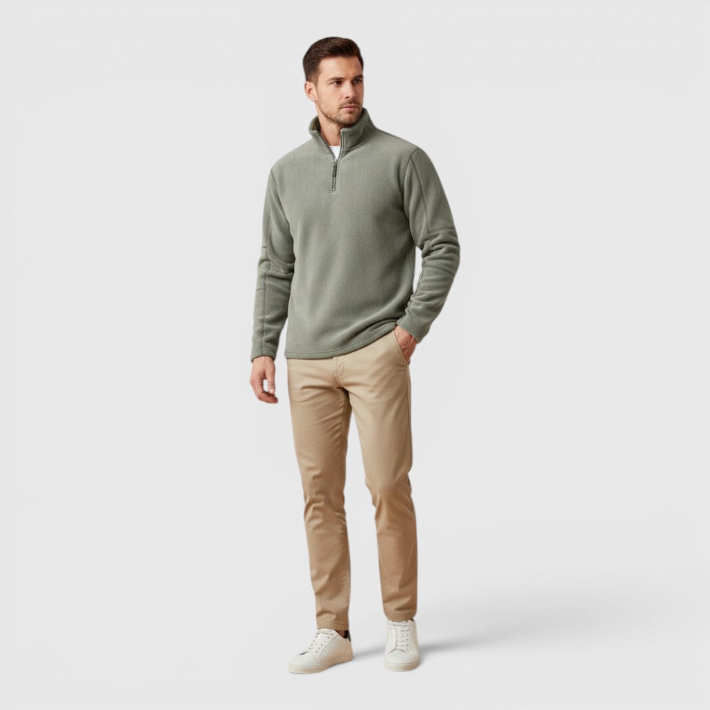 Ellmont London | Men's Warm Fleece Half Zip Sweater Stand Collar Regular Fit
