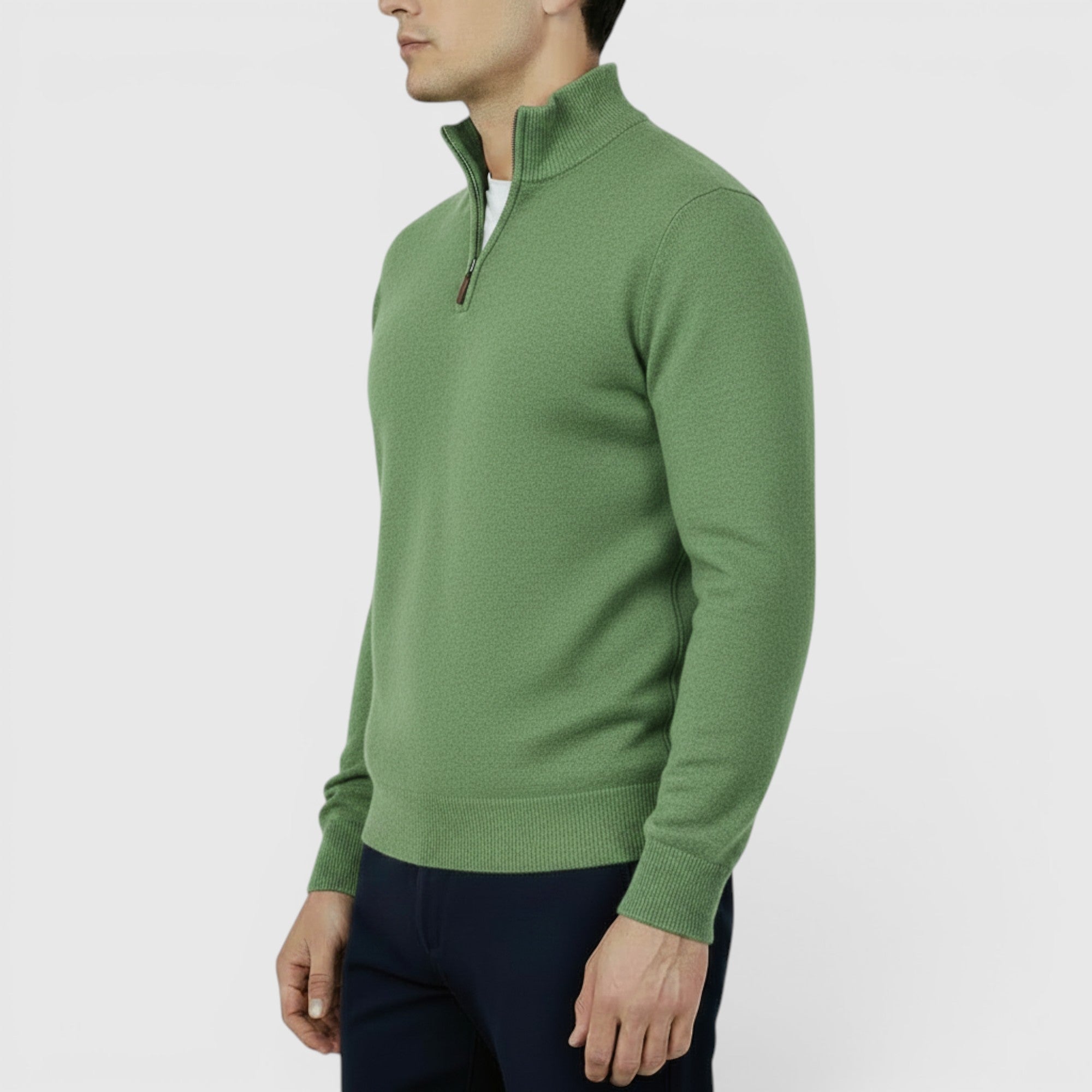 Ellmont London | Men's Pure Cashmere Zip-Up Sweater Funnel Neck Knit