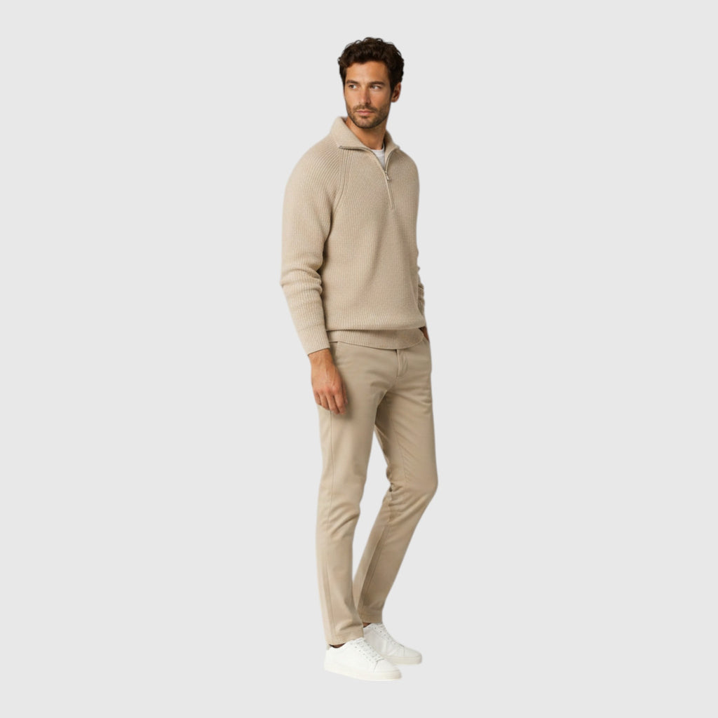 Ellmont London | Men's Ribbed Mock Neck Sweater Warm Everyday Pullover